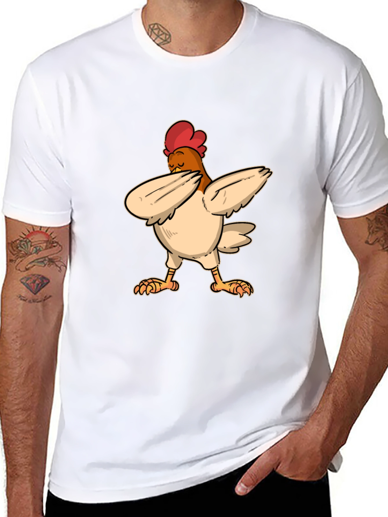 Dabbing Chicken Graphic Tee - Black
