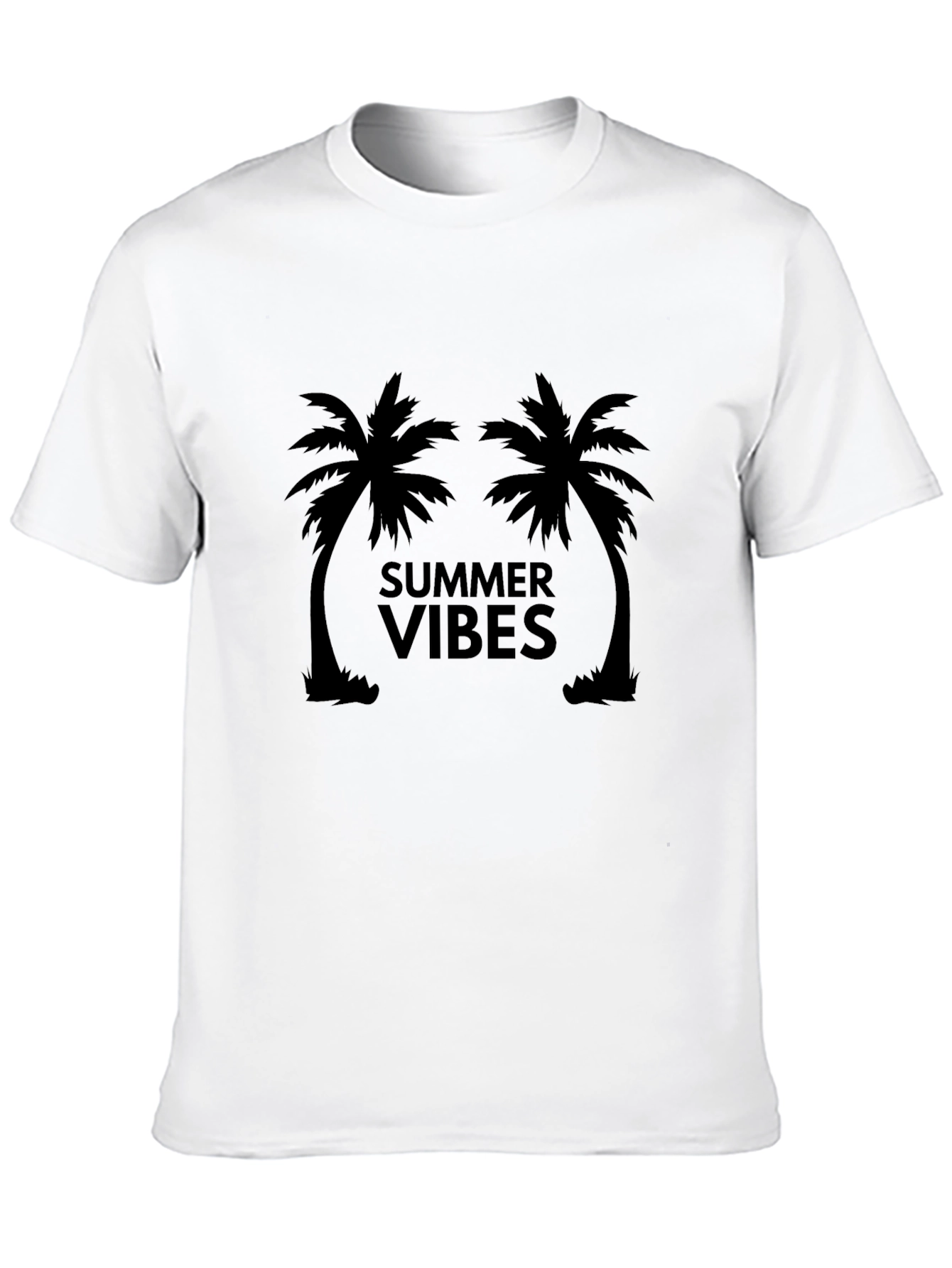 Summer Vibes Palm Tree Graphic Tee - Black