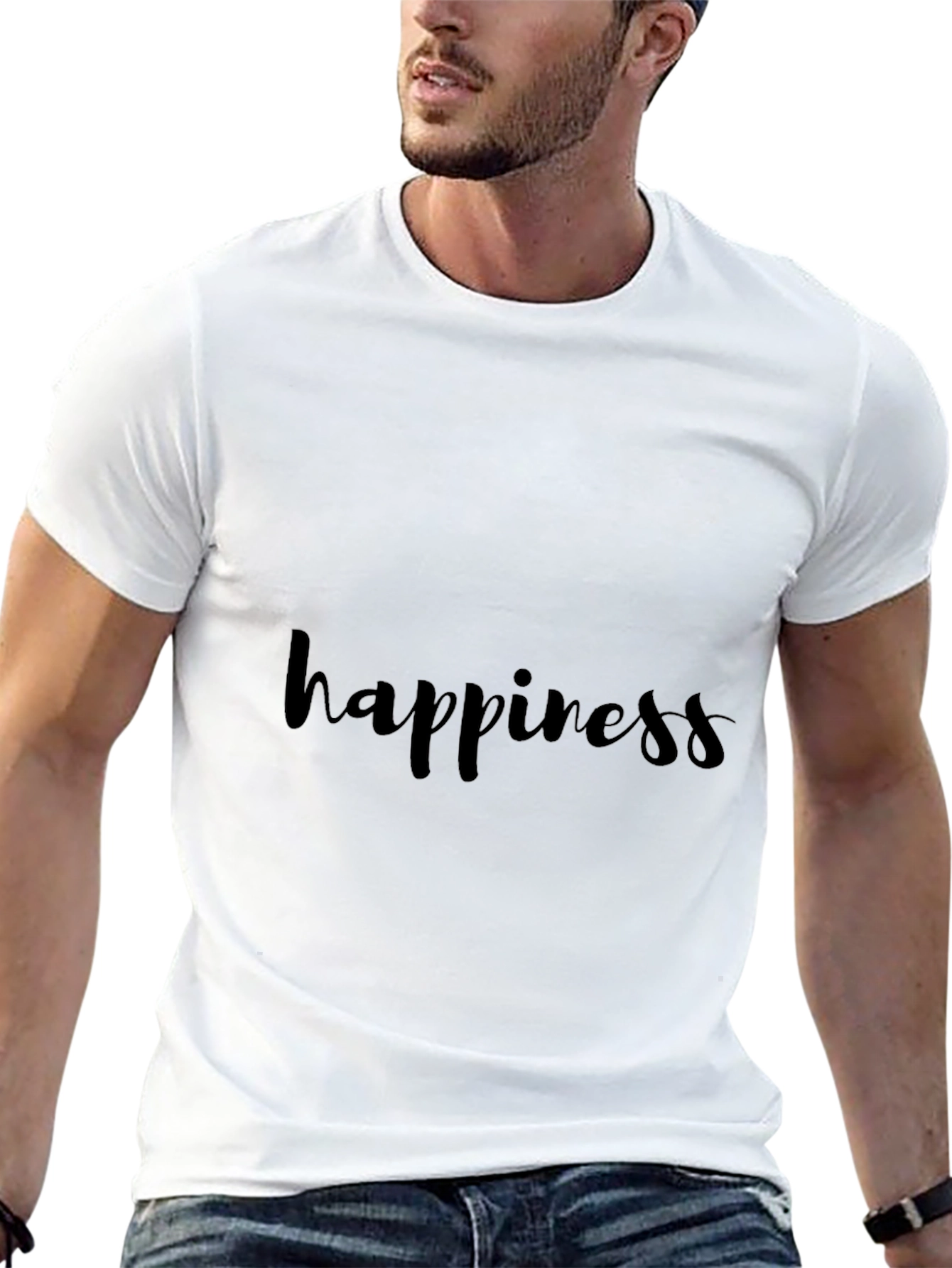 Happiness T-Shirt - Black Crew Neck Tee