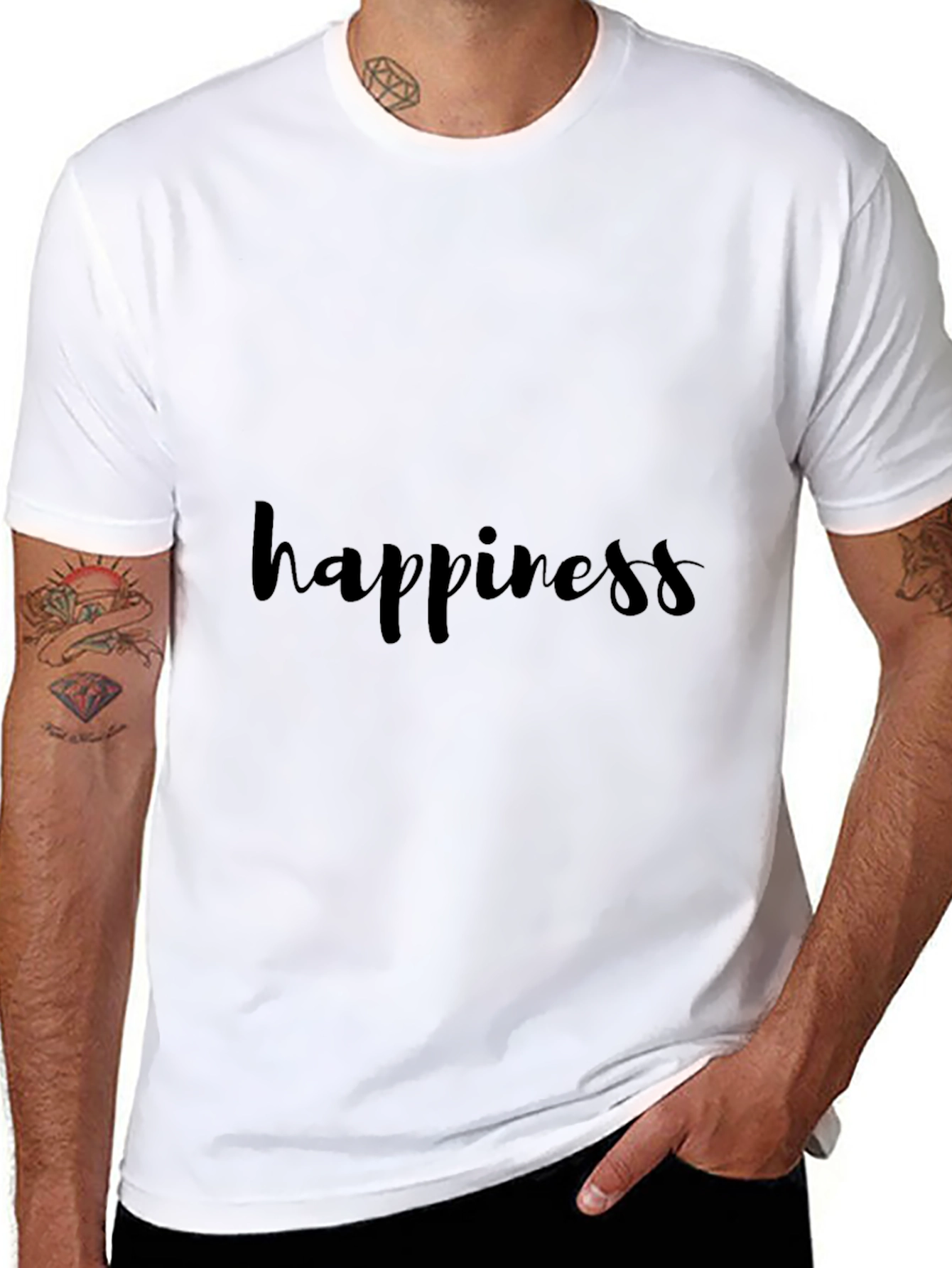 Happiness T-Shirt - Black Crew Neck Tee