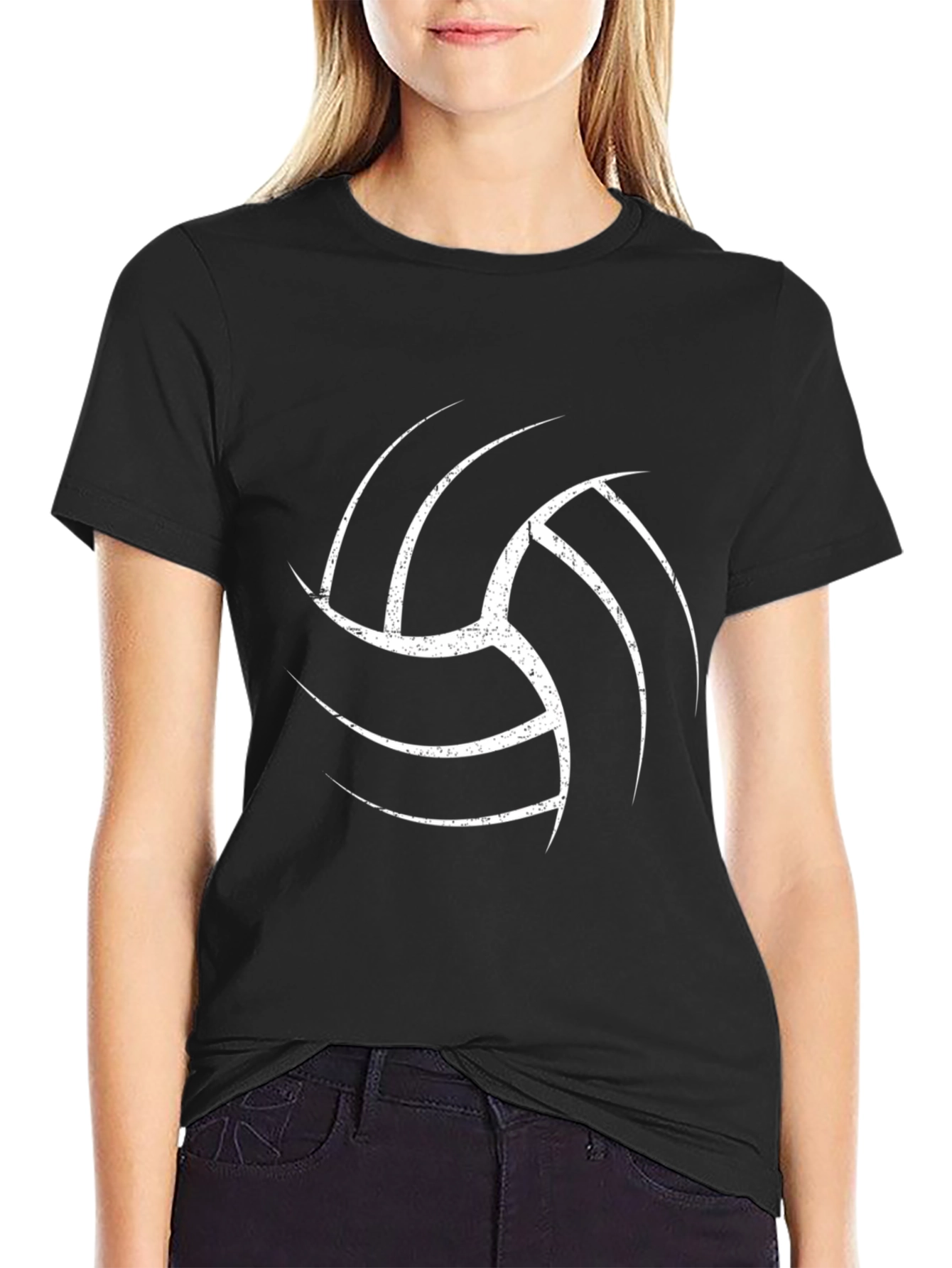 Volleyball Graphic Tee - Black Cotton Shirt