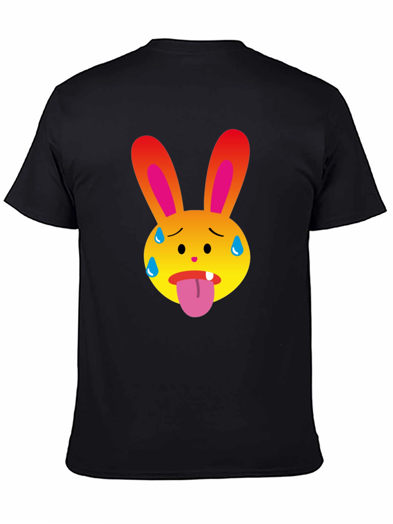 Sweaty Bunny Emoji Black T-Shirt