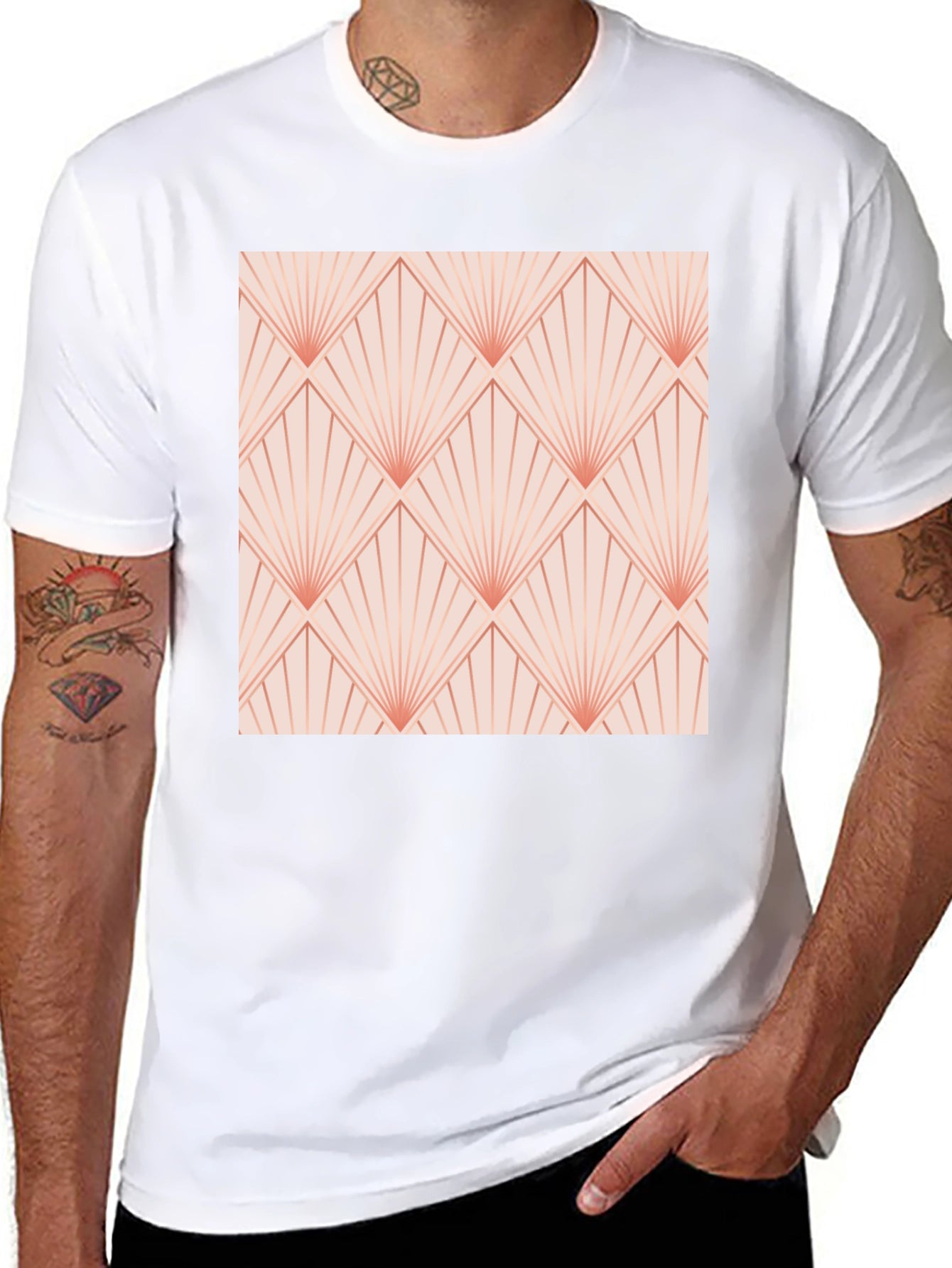 Retro Deco Fan Pattern T-Shirt