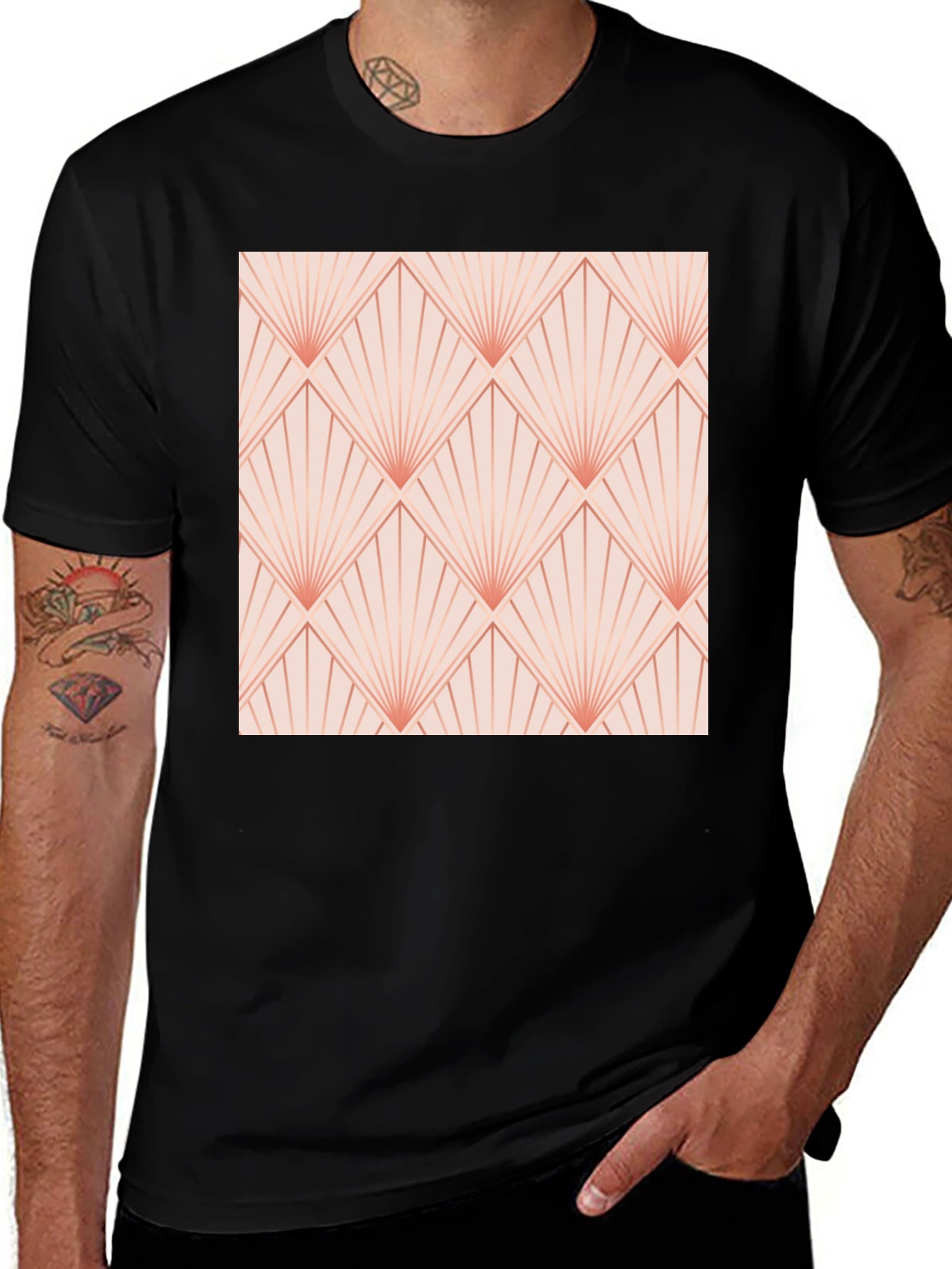 Retro Deco Fan Pattern T-Shirt