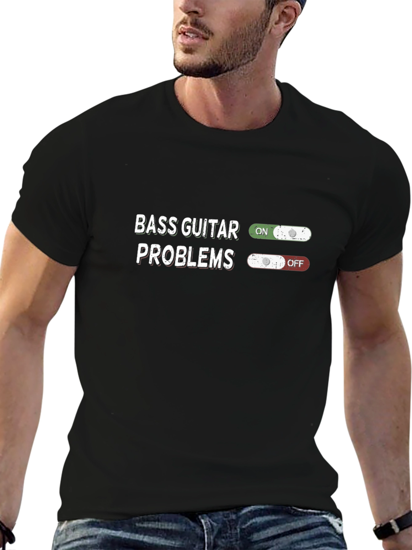 Bass Guitar Problems T-Shirt - On/Off Design