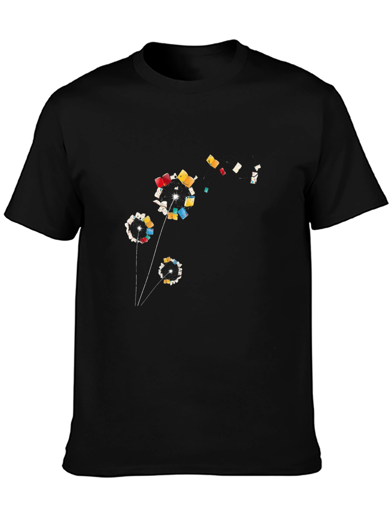 Abstract Dandelion Graphic T-Shirt - Black