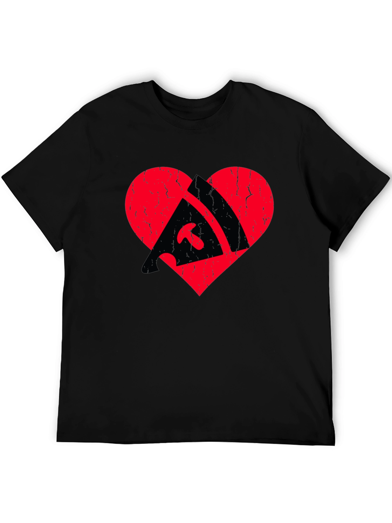 Pizza Heart Graphic Tee - Black Cotton T-Shirt