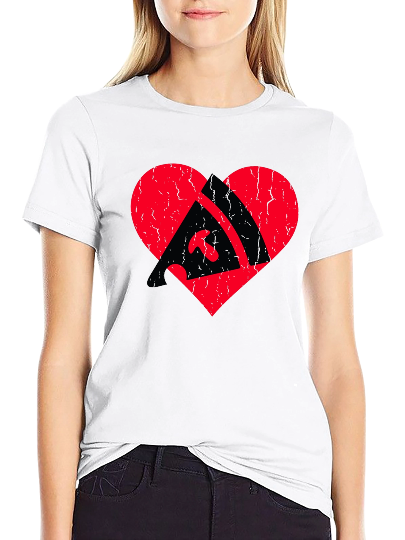 Pizza Heart Graphic Tee - Black Cotton T-Shirt