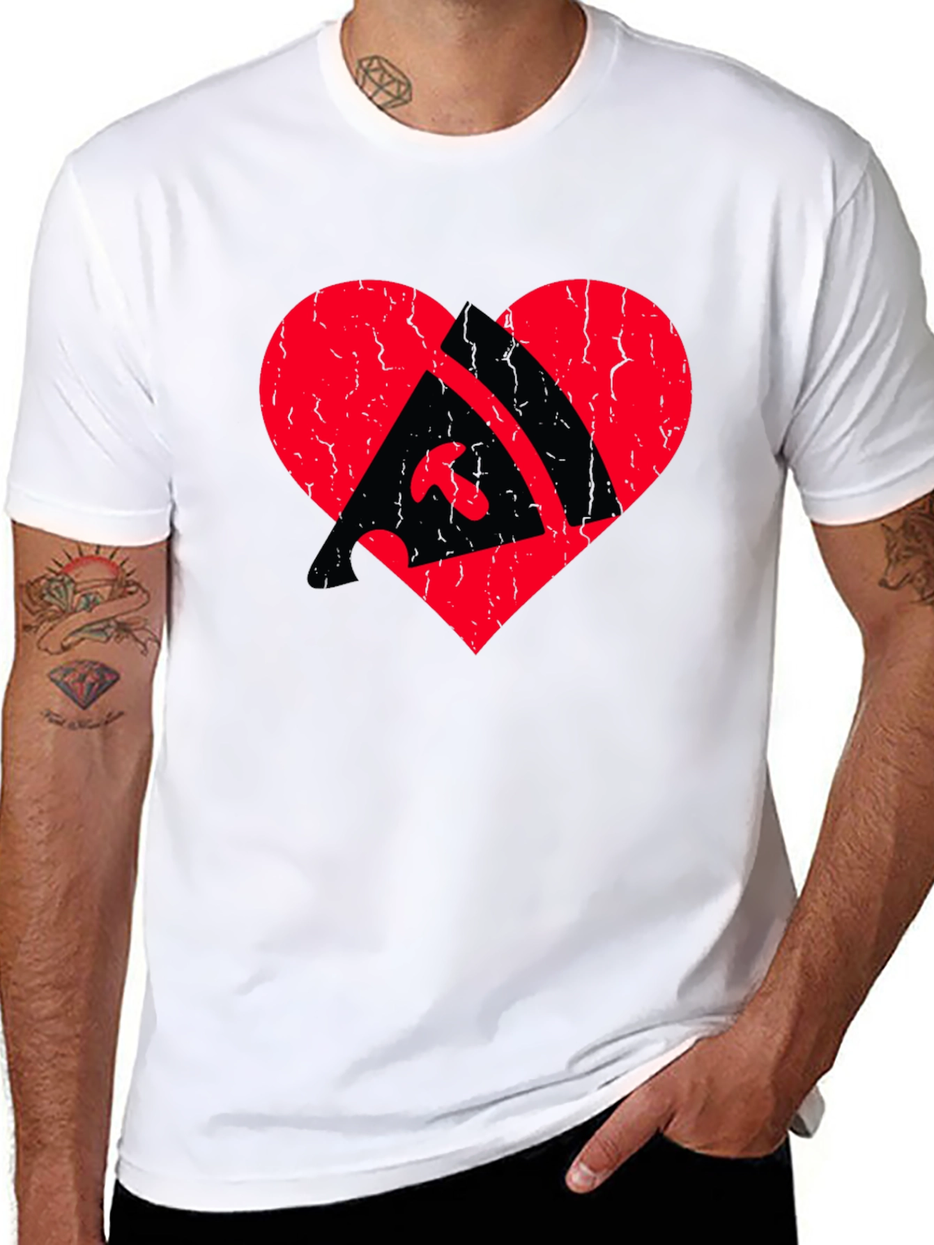 Pizza Heart Graphic Tee - Black Cotton T-Shirt