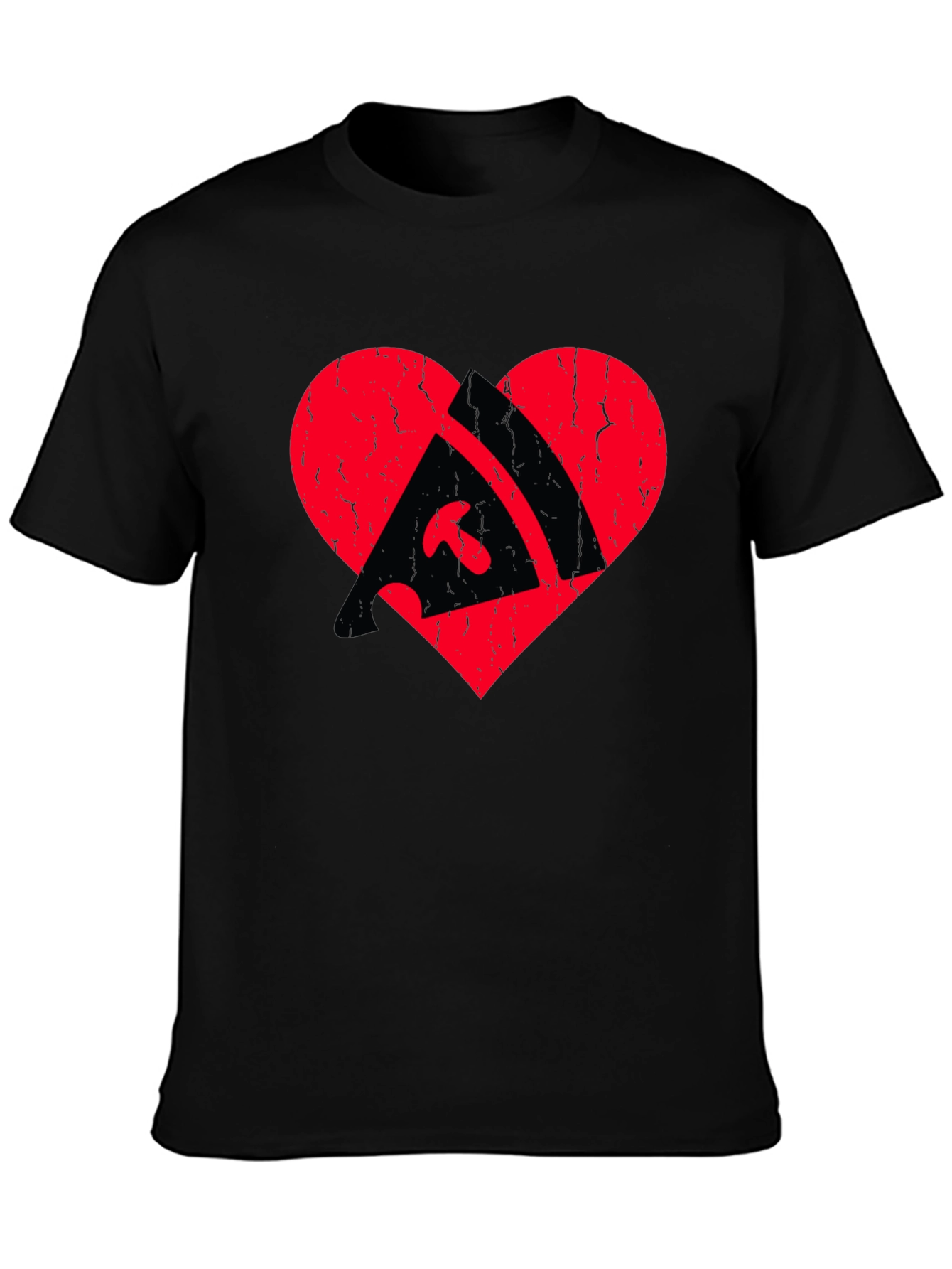 Pizza Heart Graphic Tee - Black Cotton T-Shirt