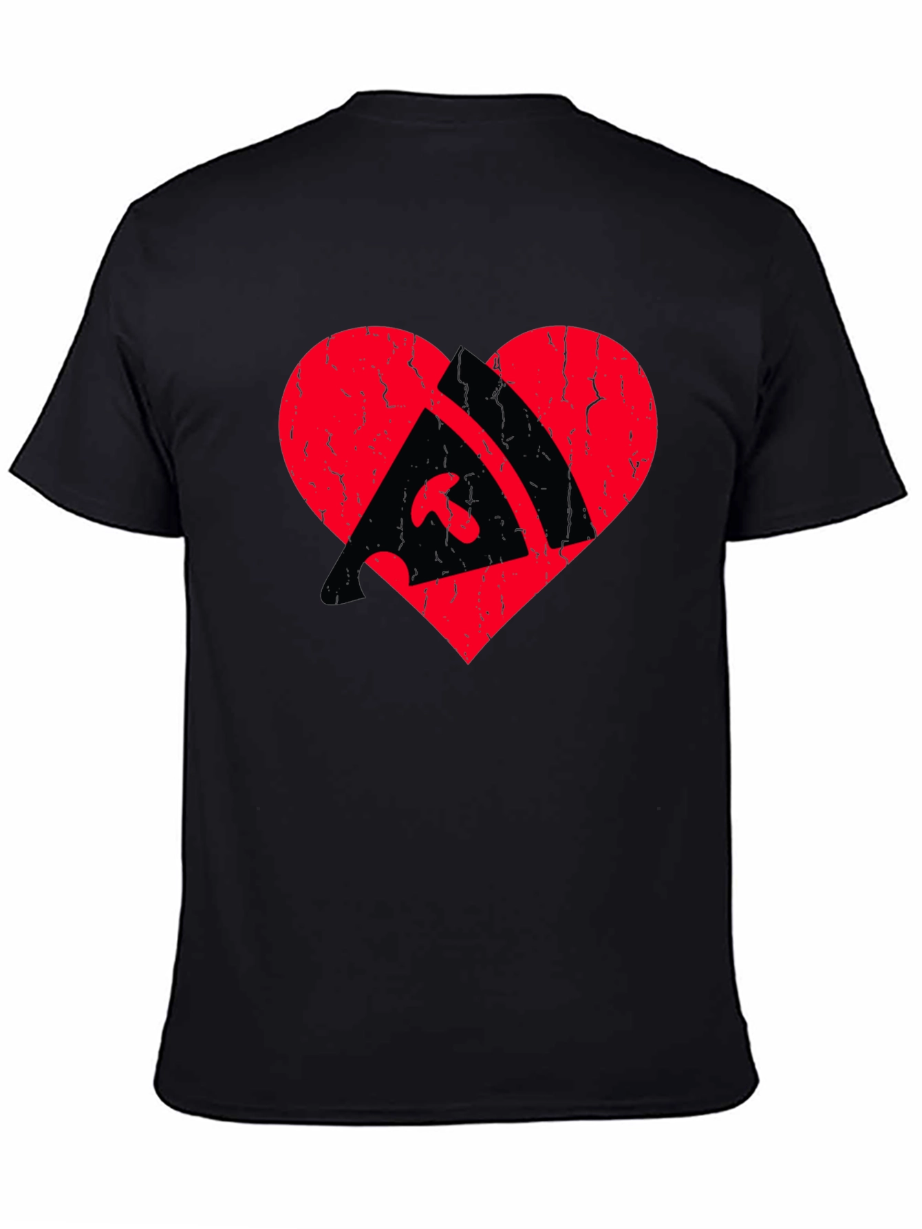 Pizza Heart Graphic Tee - Black Cotton T-Shirt