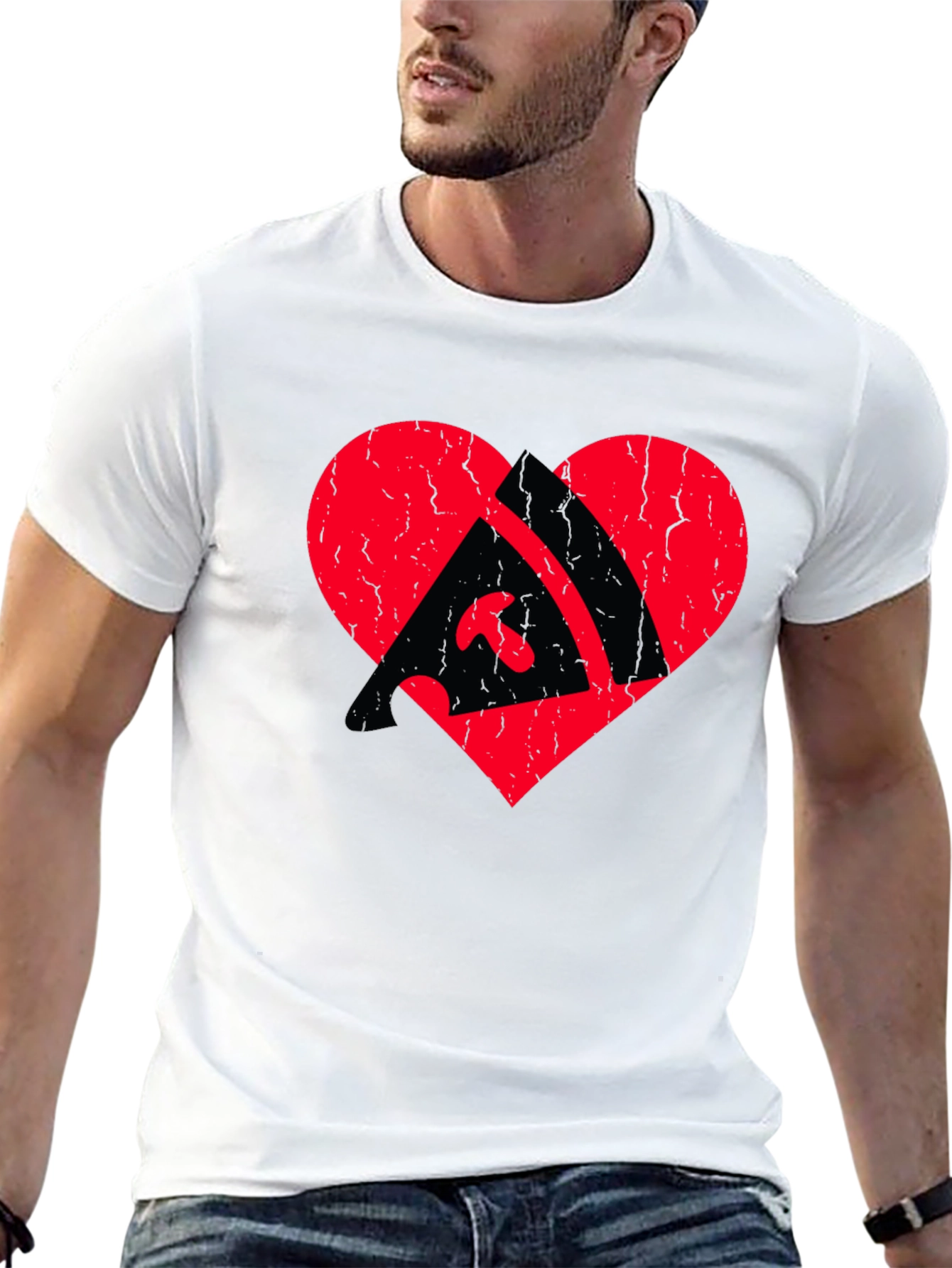 Pizza Heart Graphic Tee - Black Cotton T-Shirt