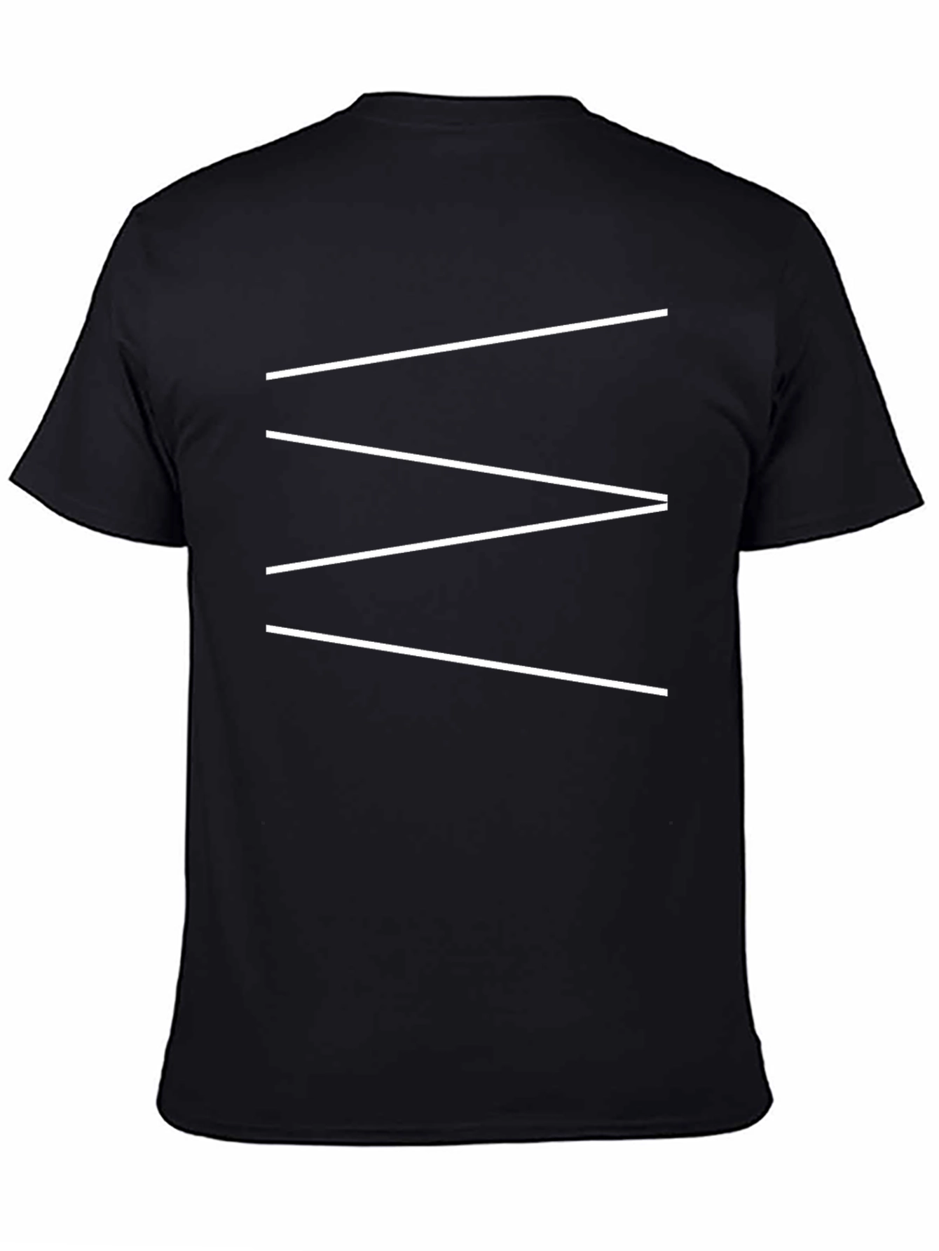 Modern Geometric Line Pattern Black T-Shirt