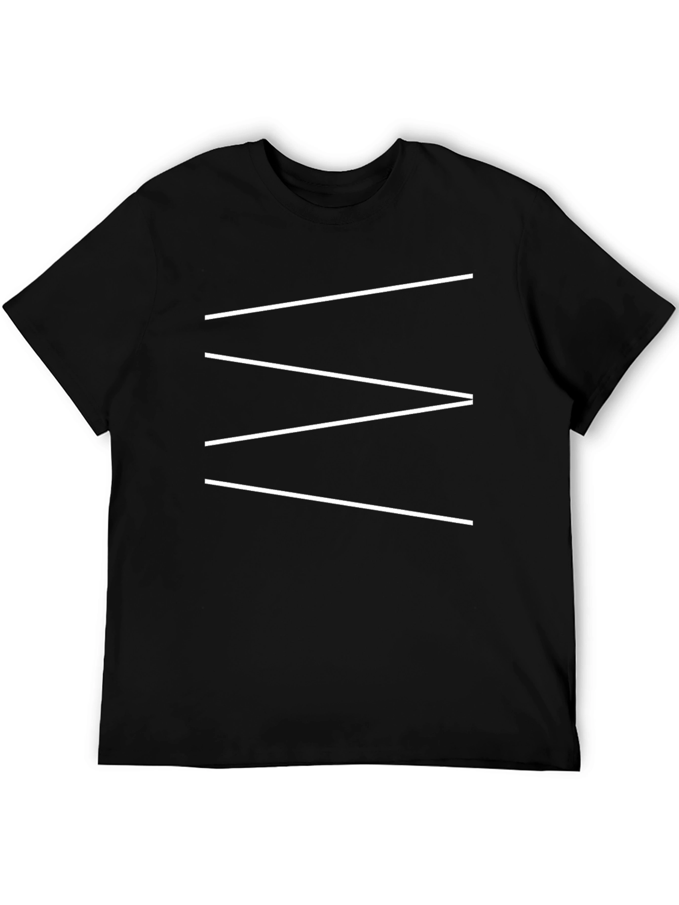 Modern Geometric Line Pattern Black T-Shirt