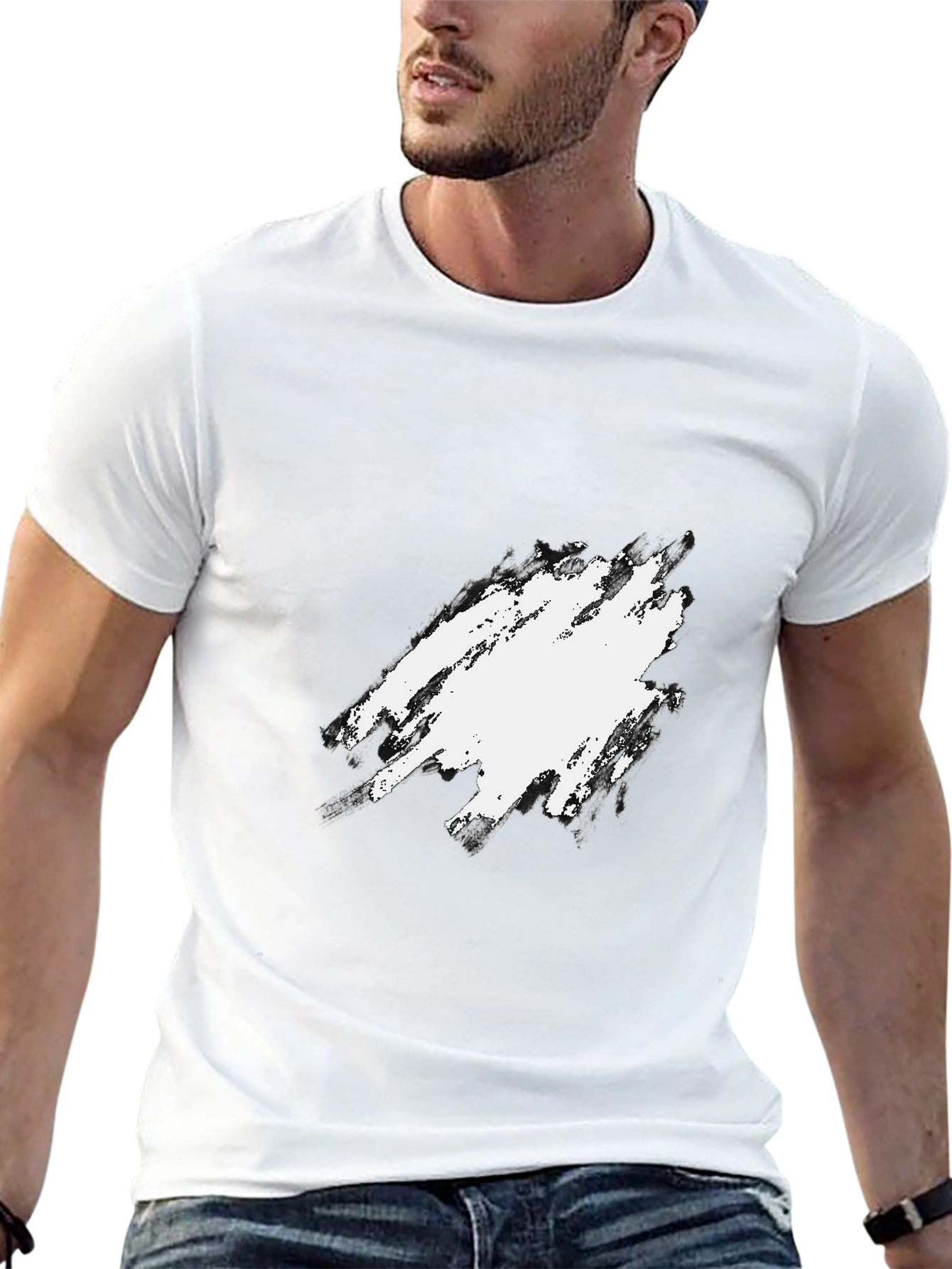Mens Black Crewneck T-Shirt with Graphic