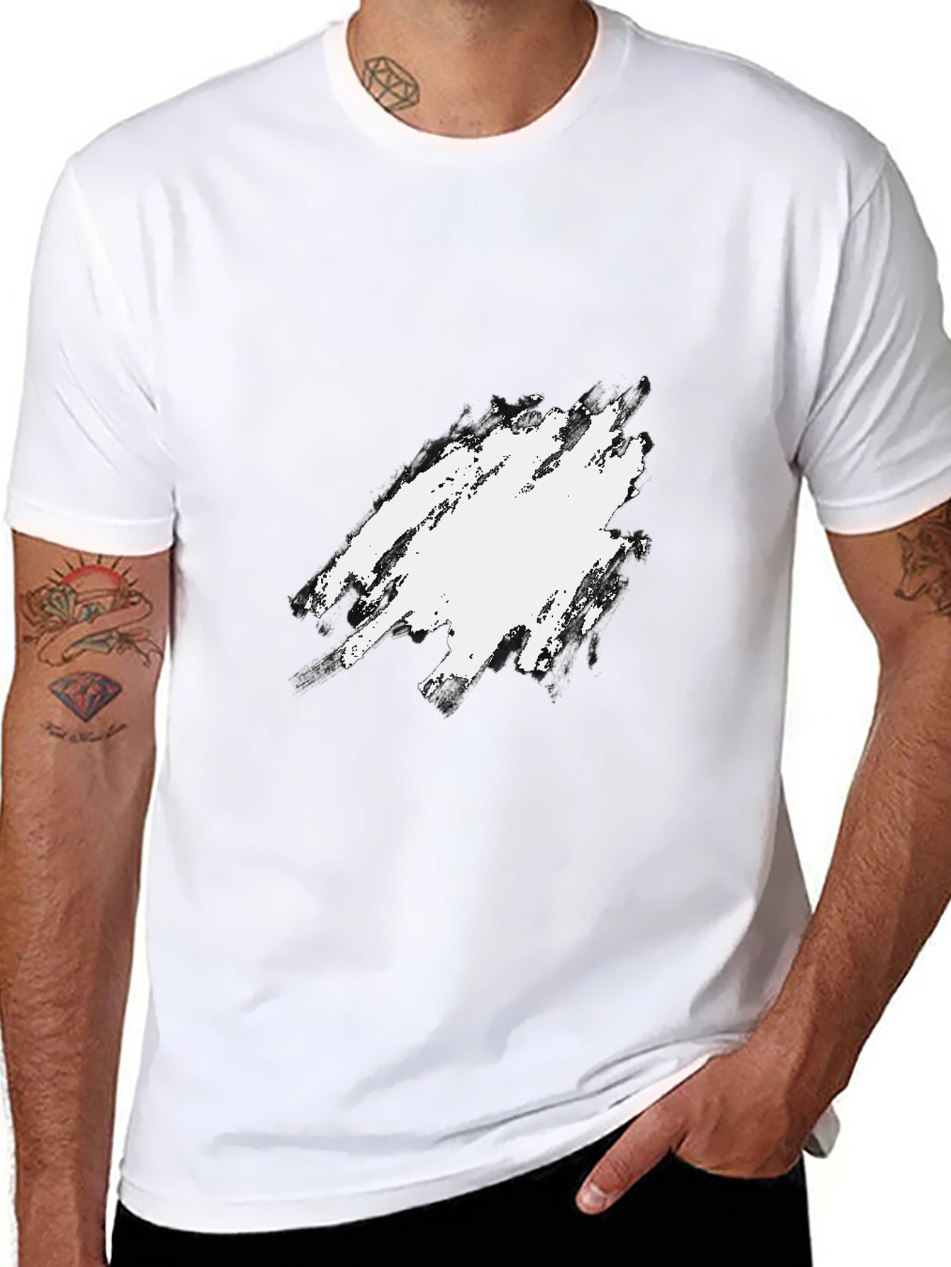 Mens Black Crewneck T-Shirt with Graphic