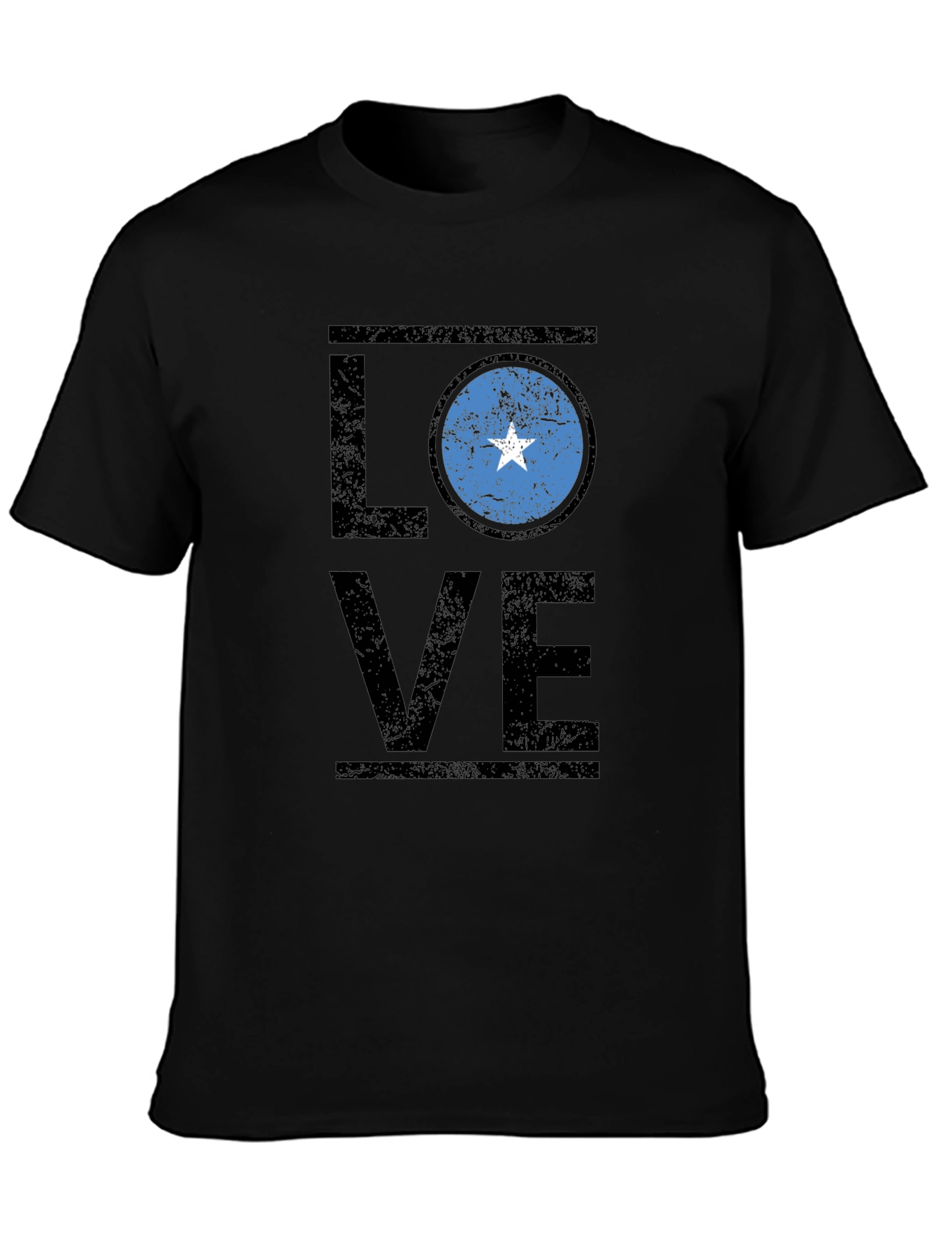 Somalia Flag LOVE T-Shirt - Black Cotton Tee