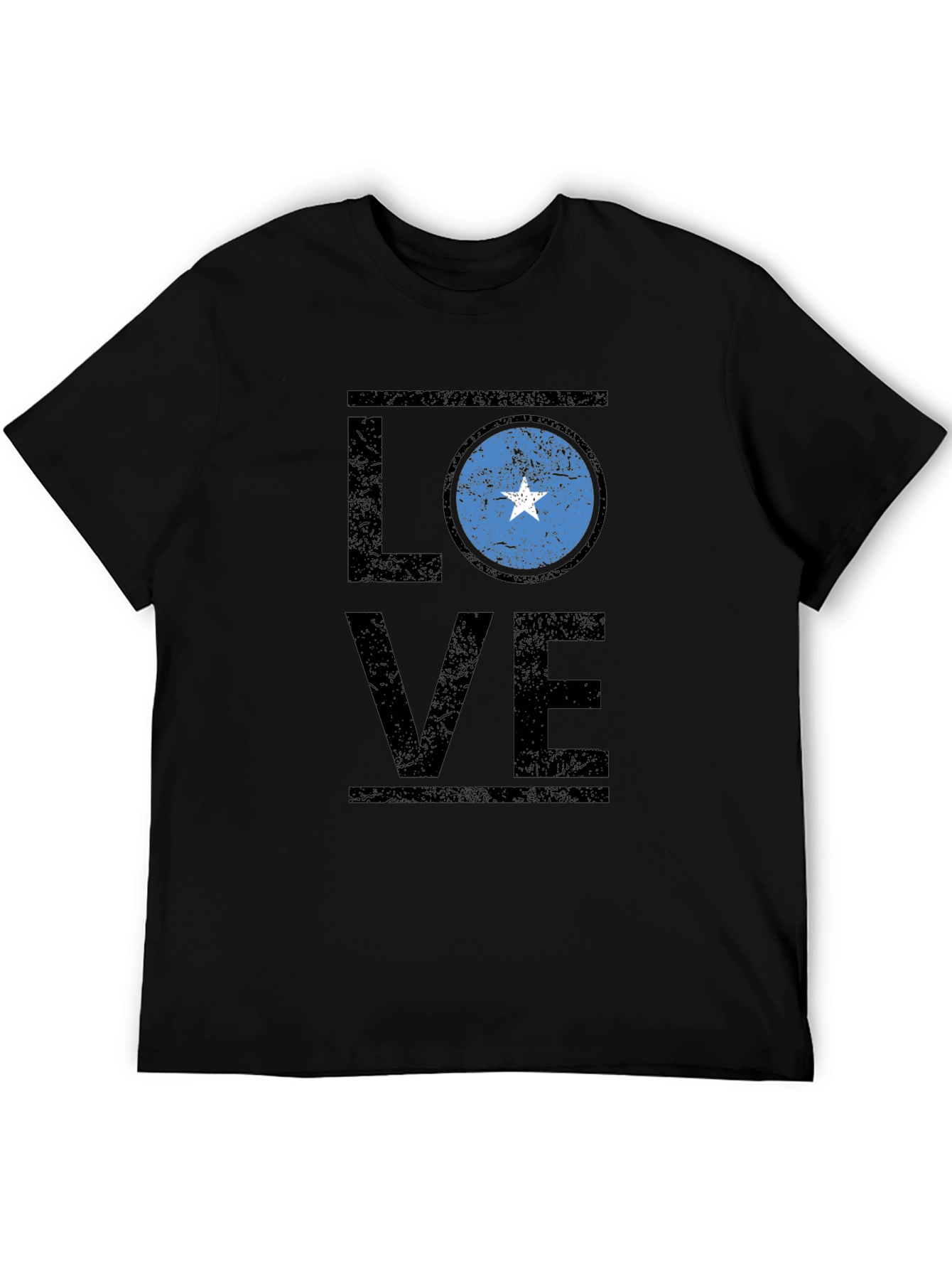 Somalia Flag LOVE T-Shirt - Black Cotton Tee
