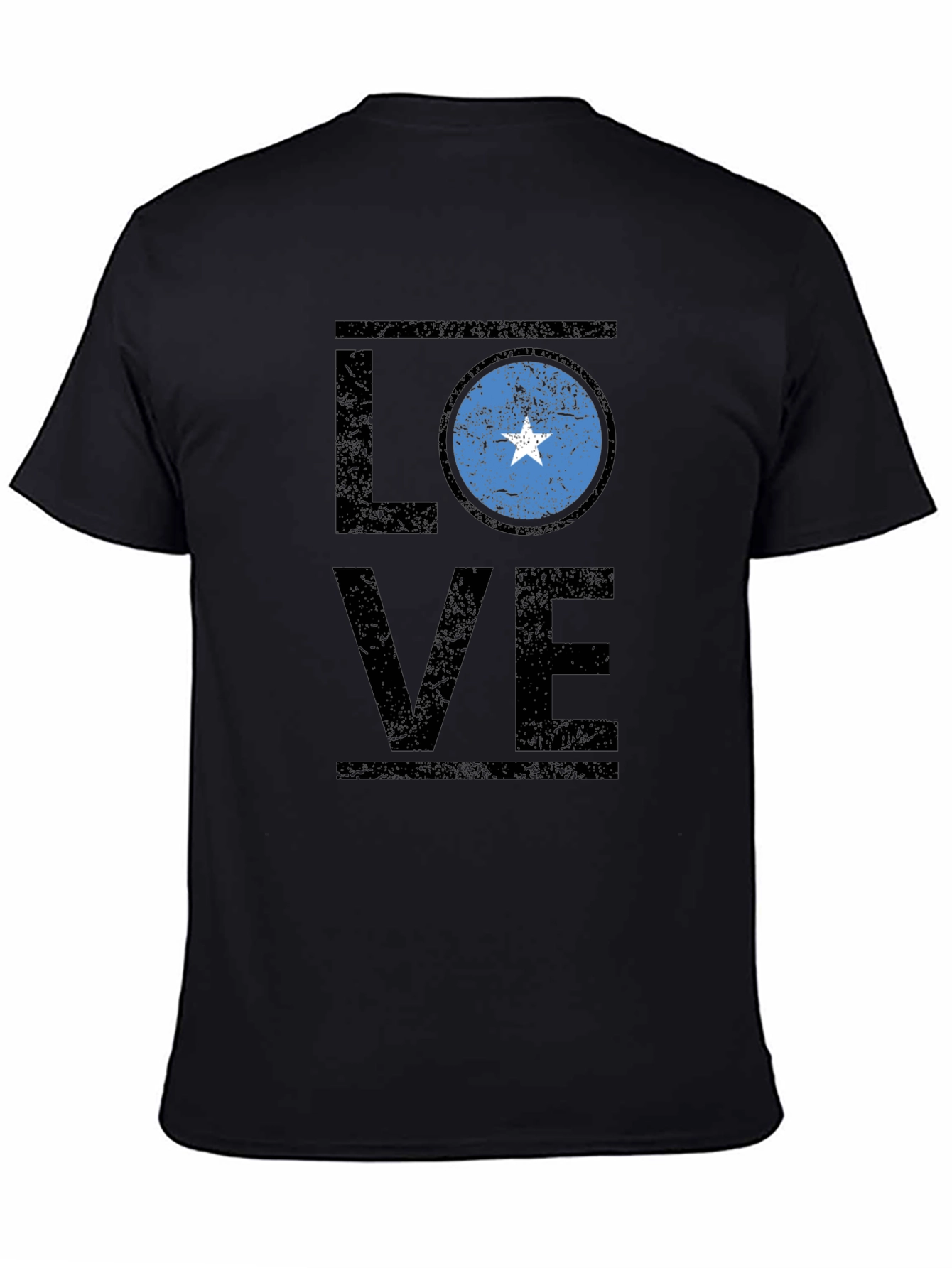 Somalia Flag LOVE T-Shirt - Black Cotton Tee