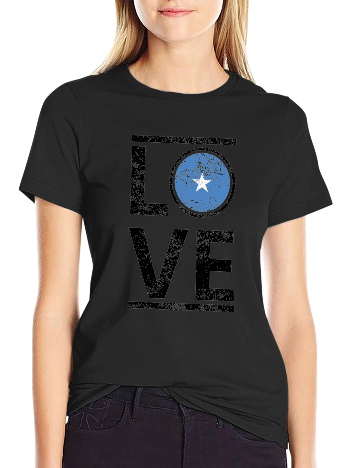 Somalia Flag LOVE T-Shirt - Black Cotton Tee