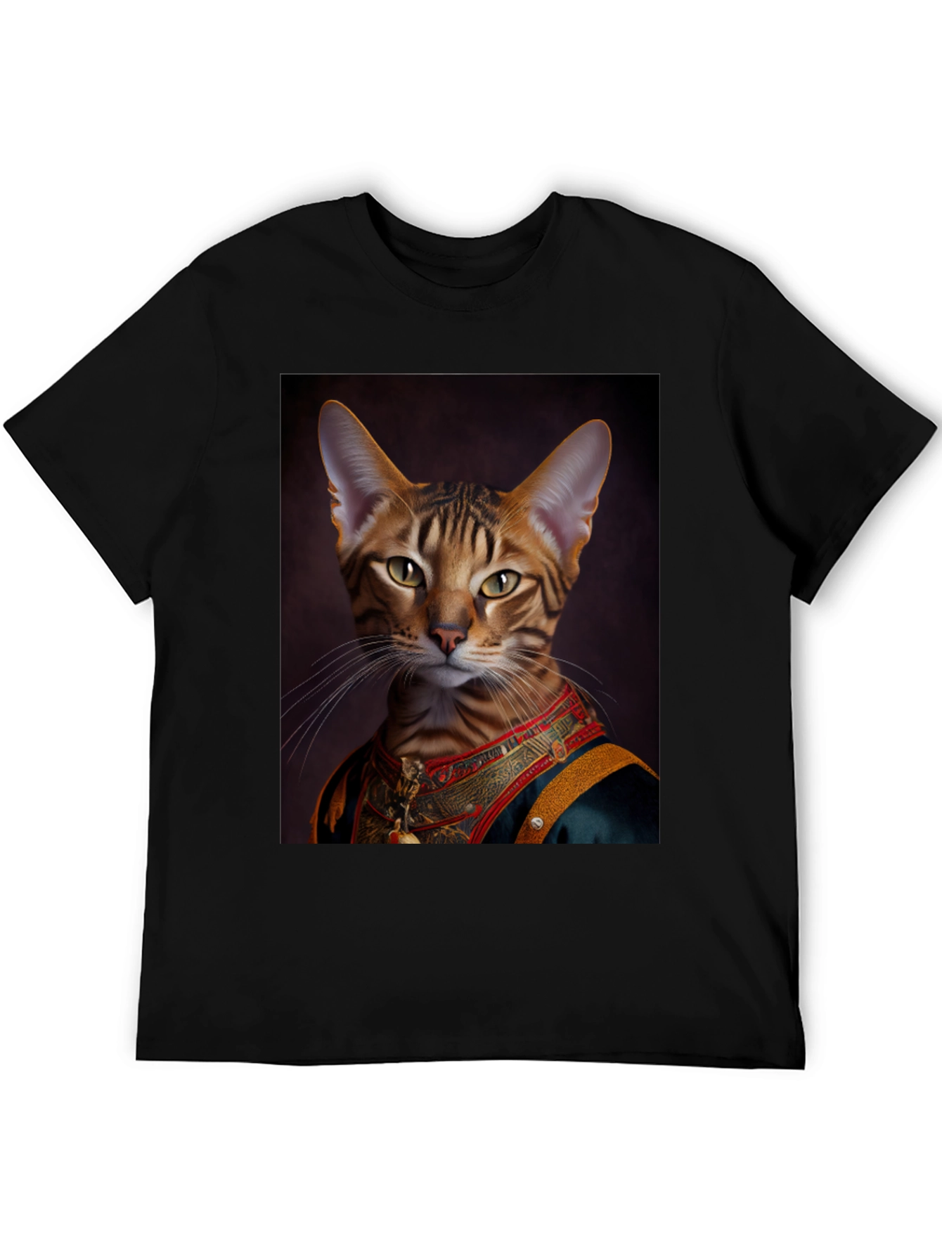 Royal Cat Portrait Black T-Shirt