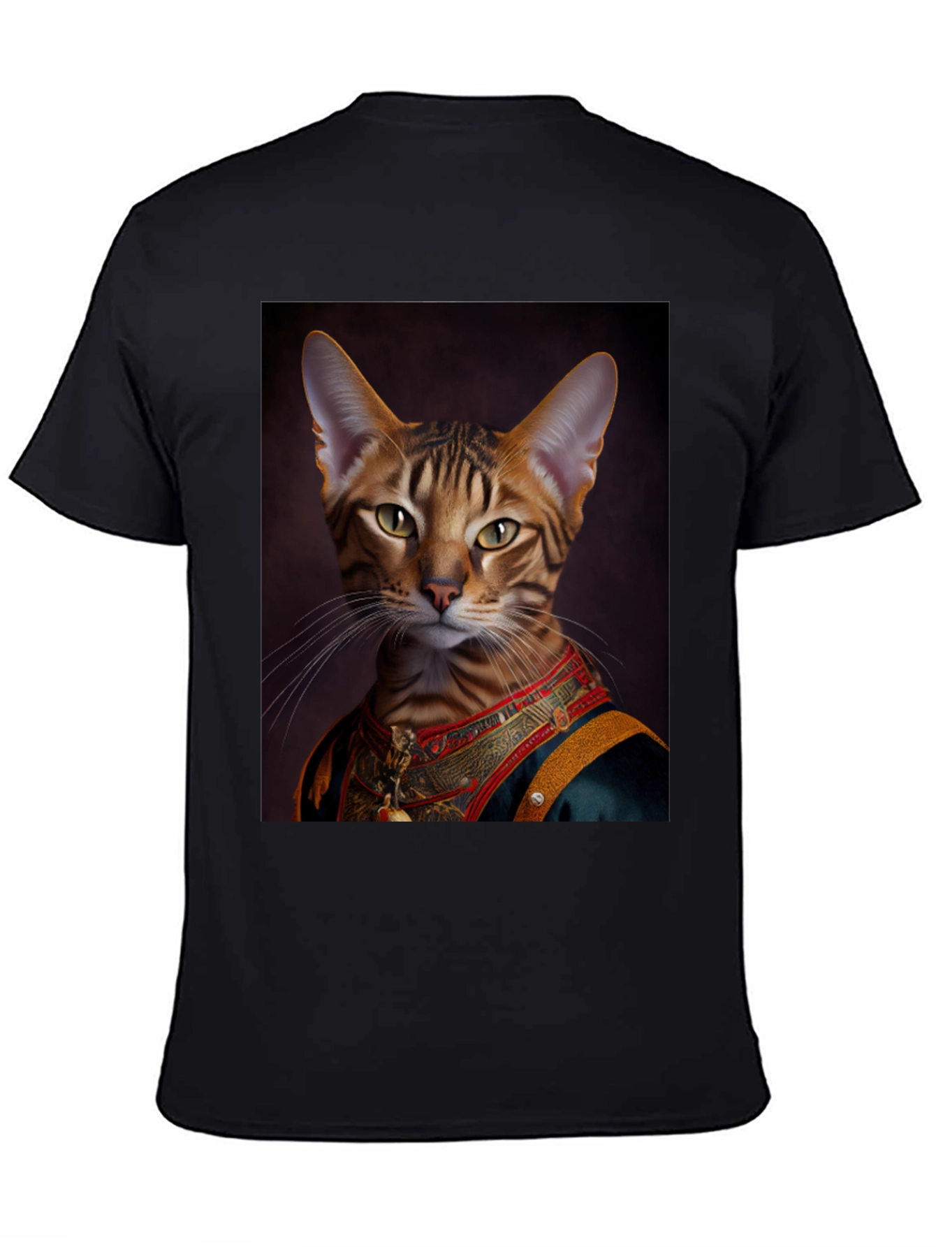 Royal Cat Portrait Black T-Shirt