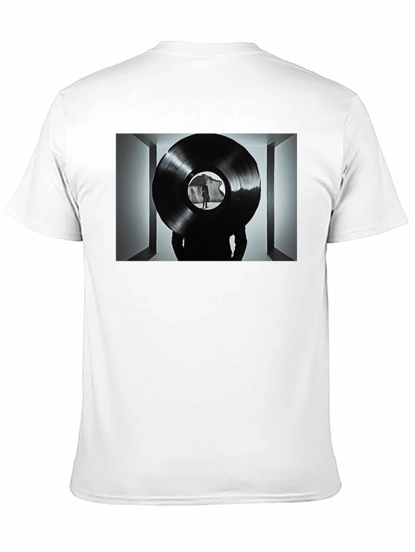Abstract Record Print Black Tee