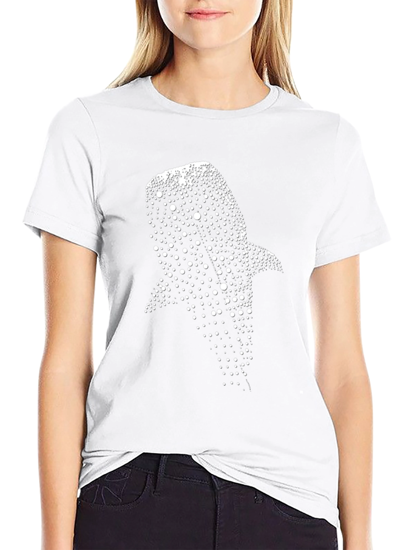 Whale Shark Dot Print Black T-Shirt