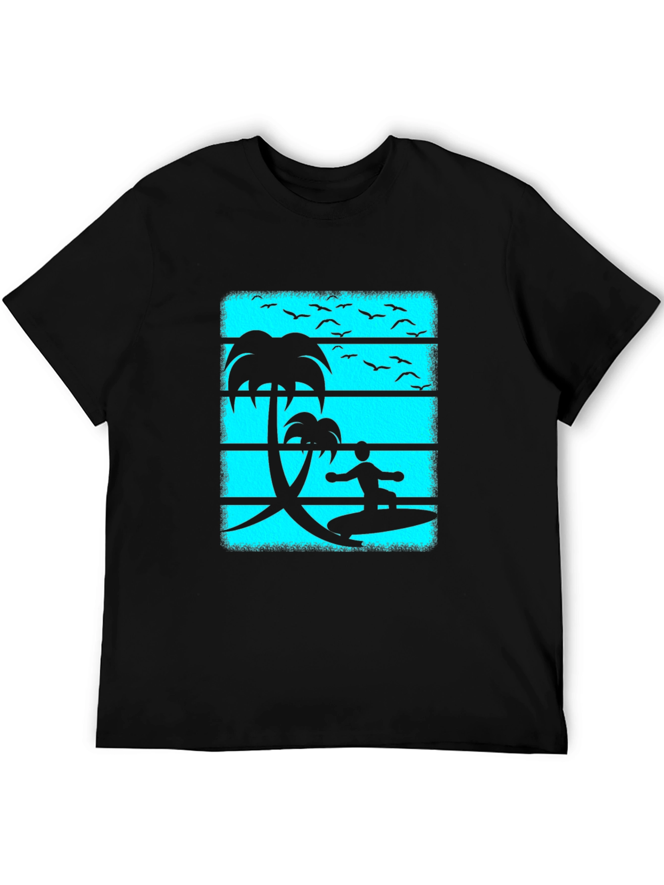 Surfer Graphic Tee - Black Cotton Beach Vibes T-Shirt