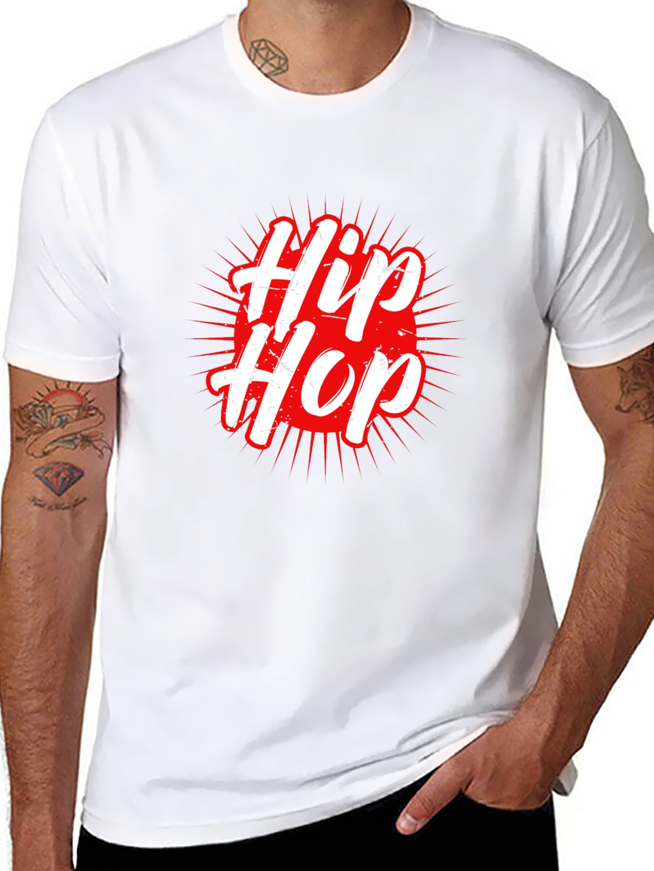 Hip Hop Graphic Tee - Black Crew Neck