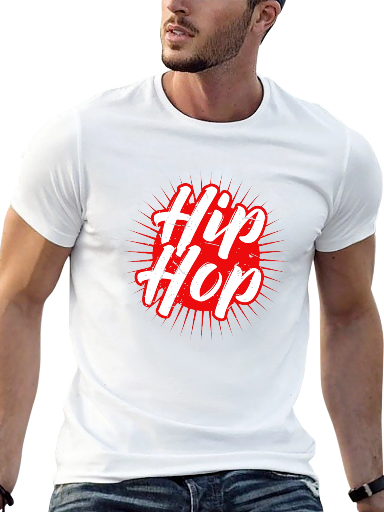 Hip Hop Graphic Tee - Black Crew Neck