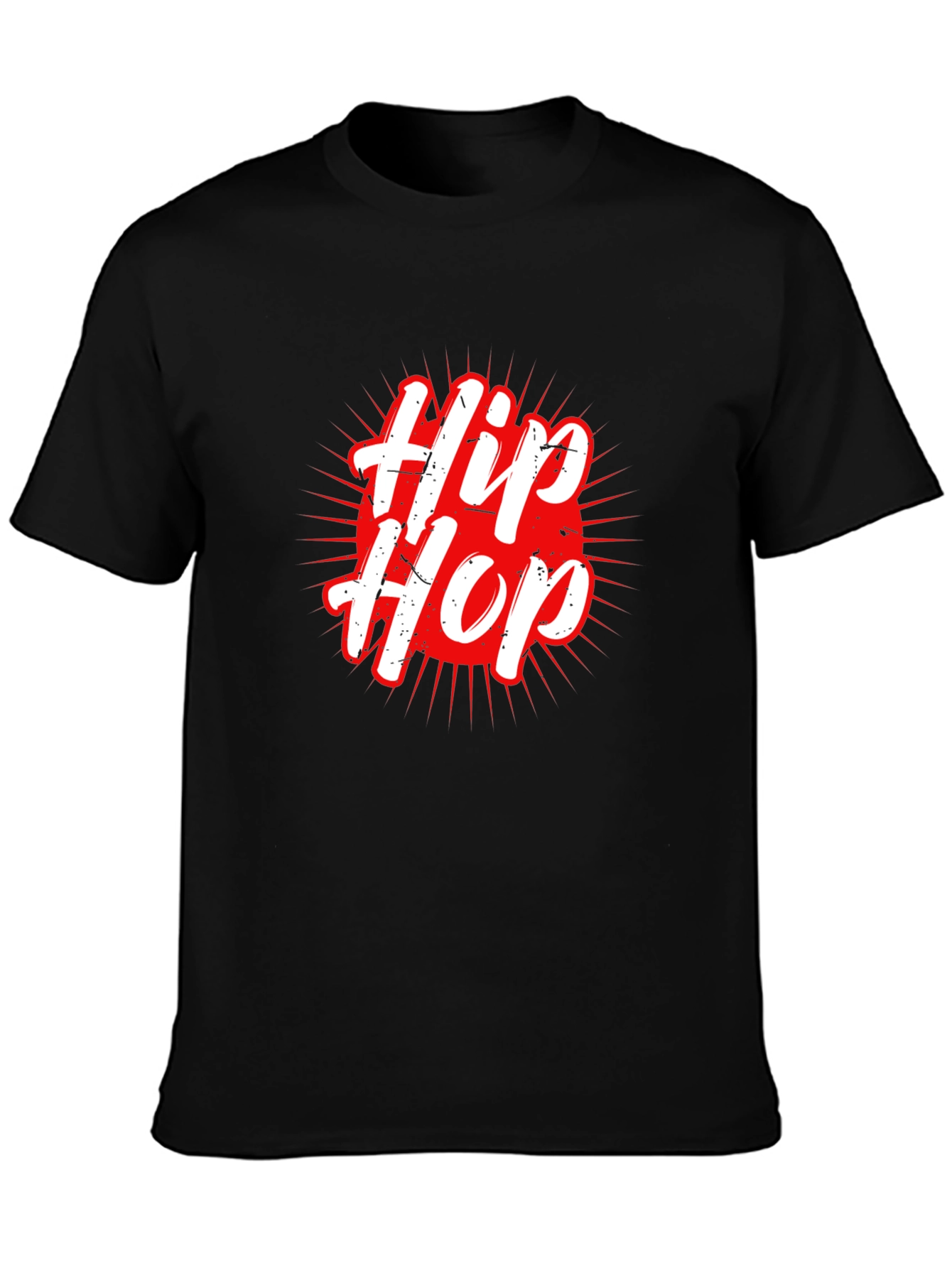 Hip Hop Graphic Tee - Black Crew Neck