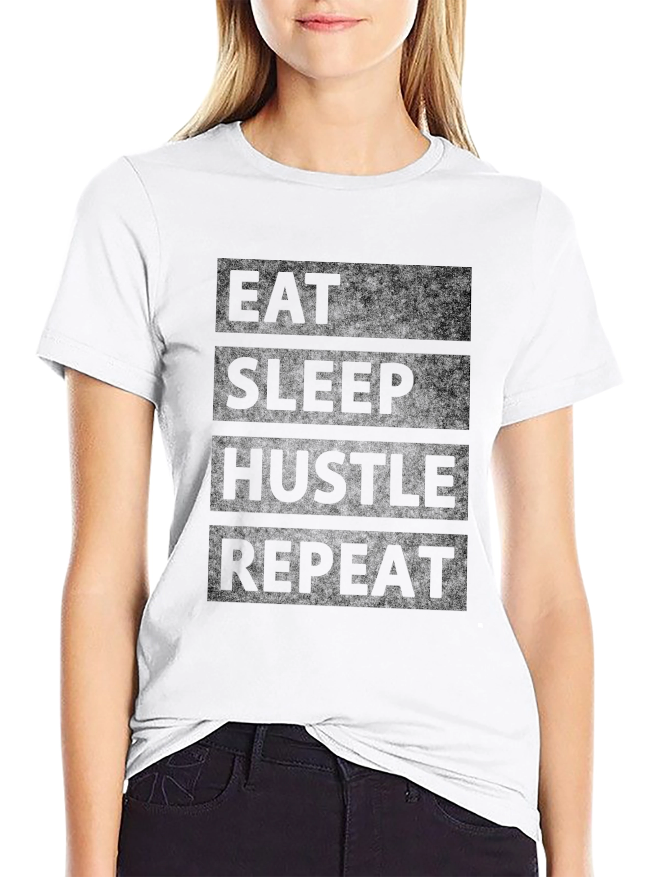 Eat Sleep Hustle Repeat Black Graphic T-Shirt
