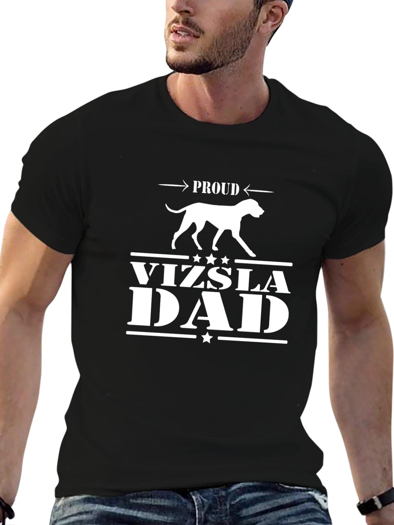 Proud Vizsla Dad Black T-Shirt