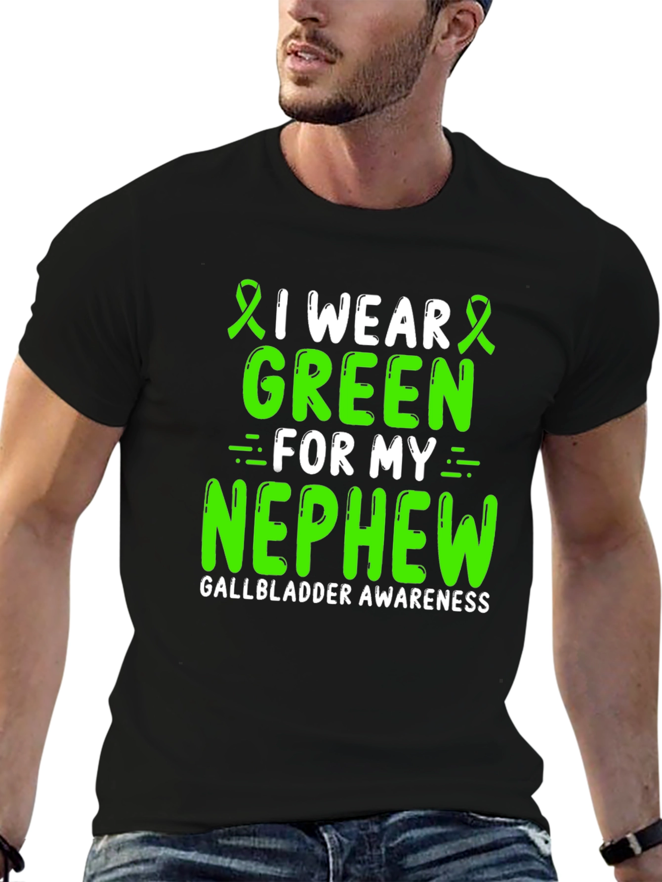 Gallbladder Awareness Green Ribbon T-Shirt for Nephew