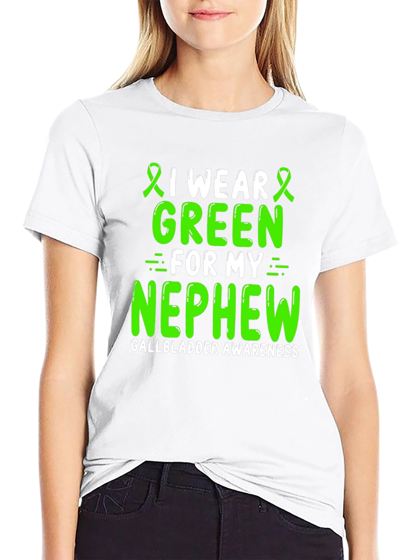 Gallbladder Awareness Green Ribbon T-Shirt for Nephew