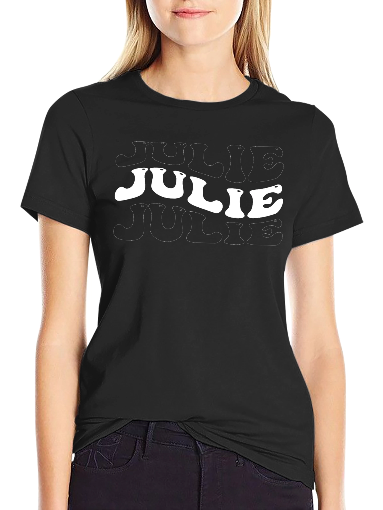 Julie Retro Graphic Tee - Black Cotton T-Shirt