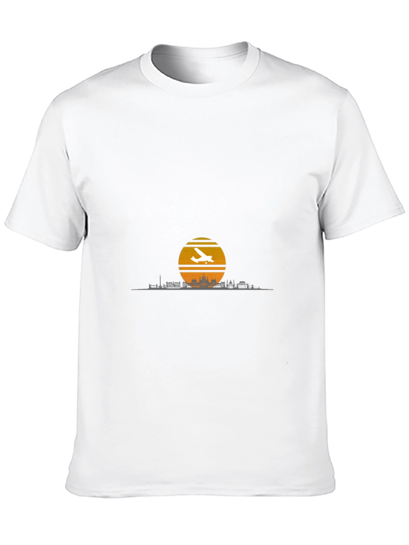 Sunset Skyline Airplane T-Shirt