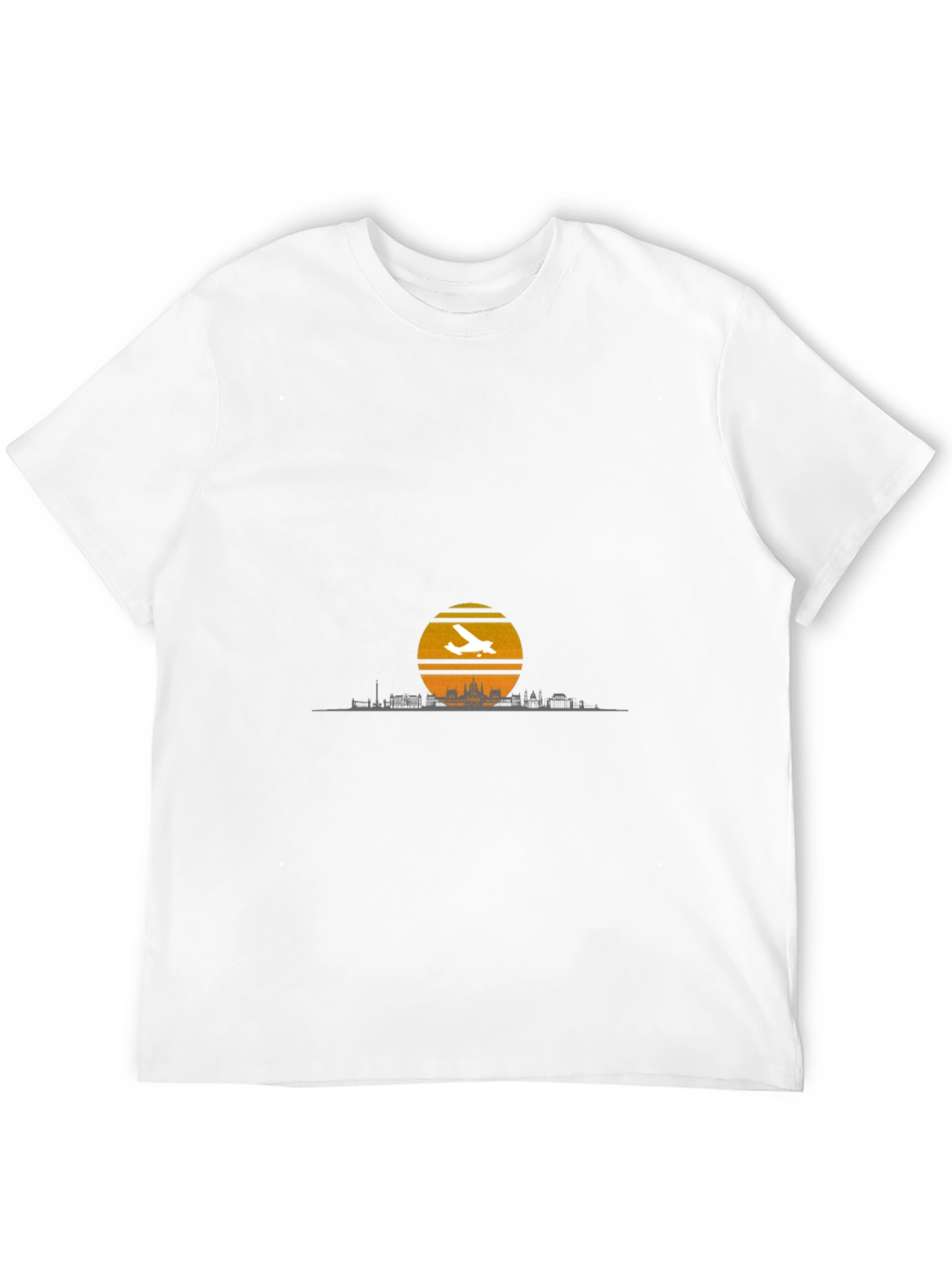 Sunset Skyline Airplane T-Shirt