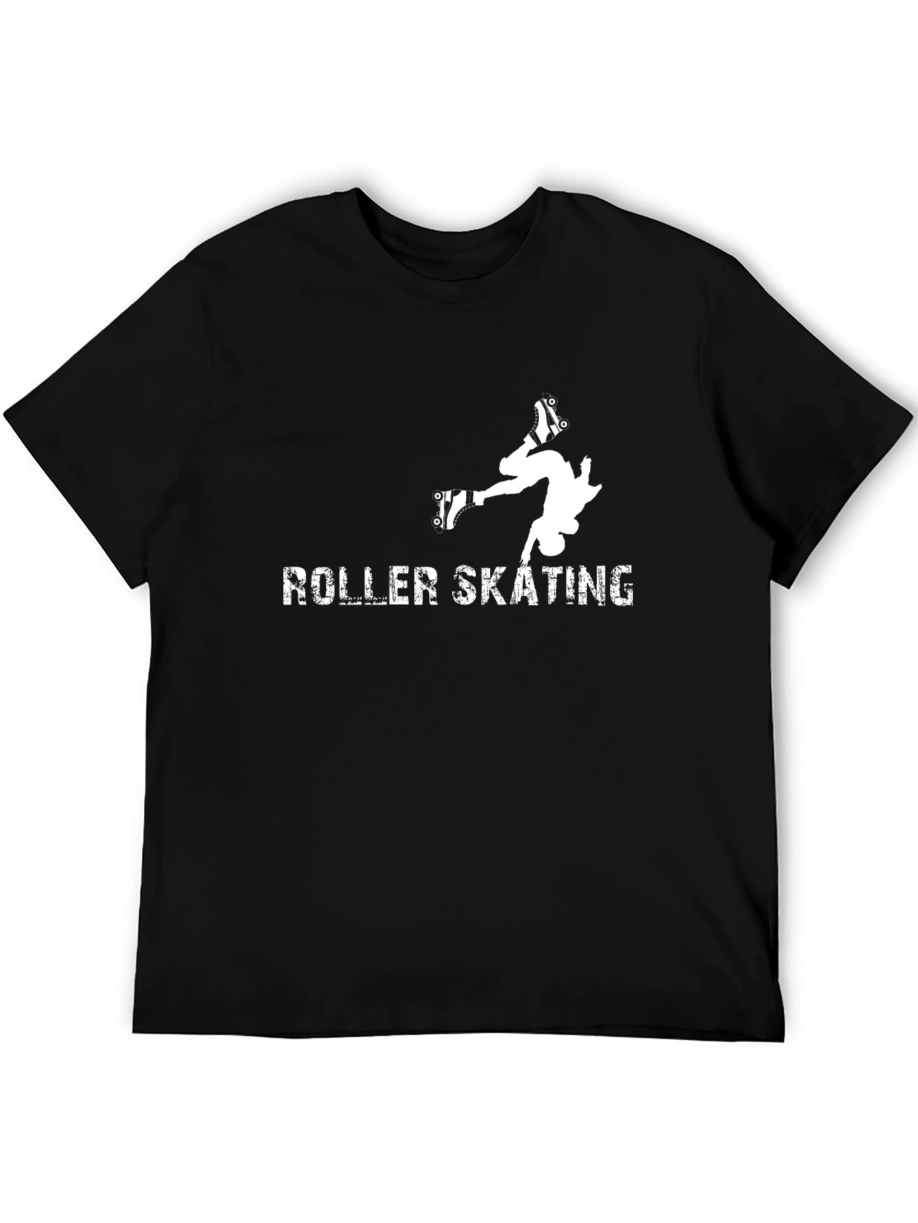 Roller Skating Stunt Tee - Black Cotton Graphic T-Shirt
