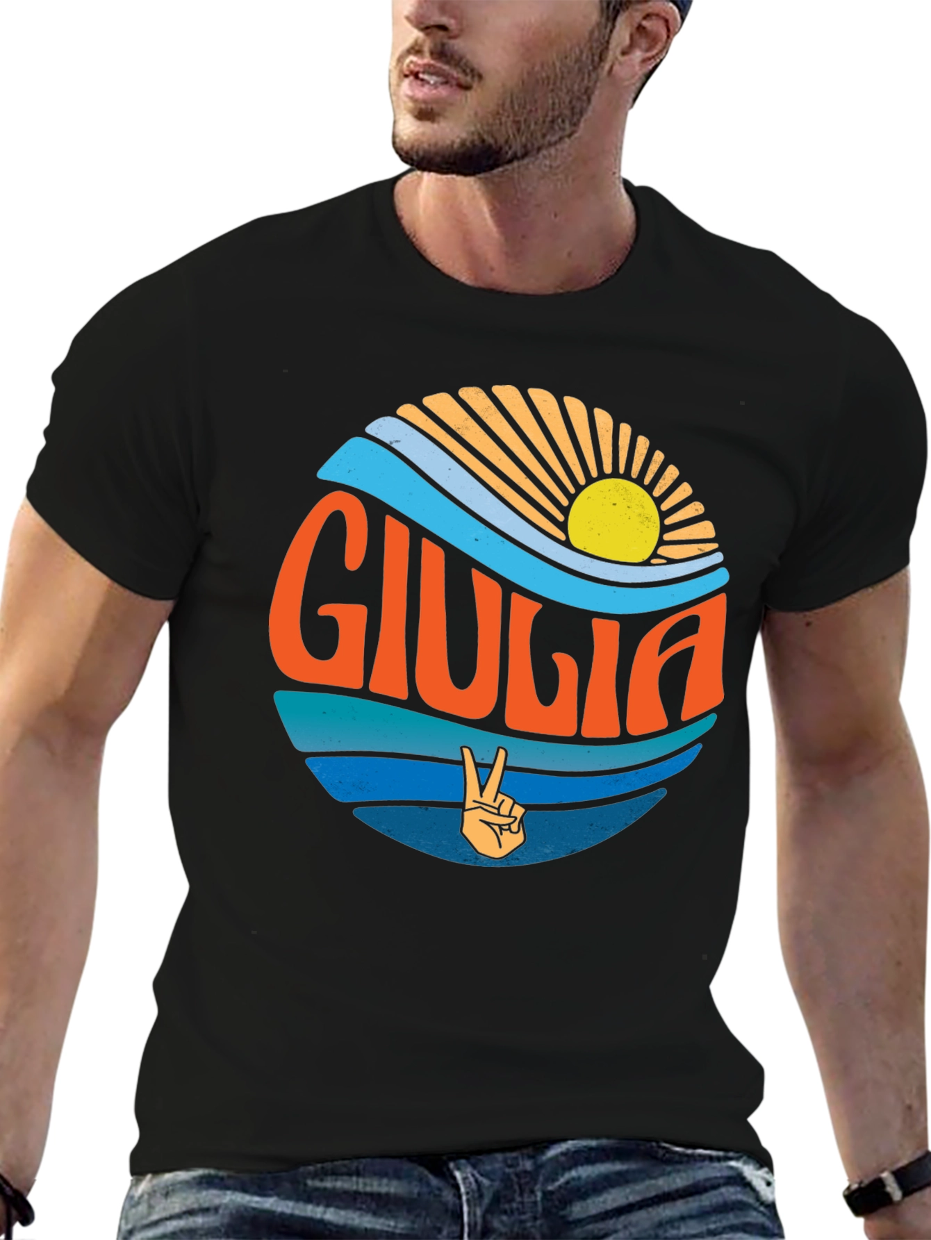 Giulia Peace Sign Graphic Tee - Retro Beach Vibes
