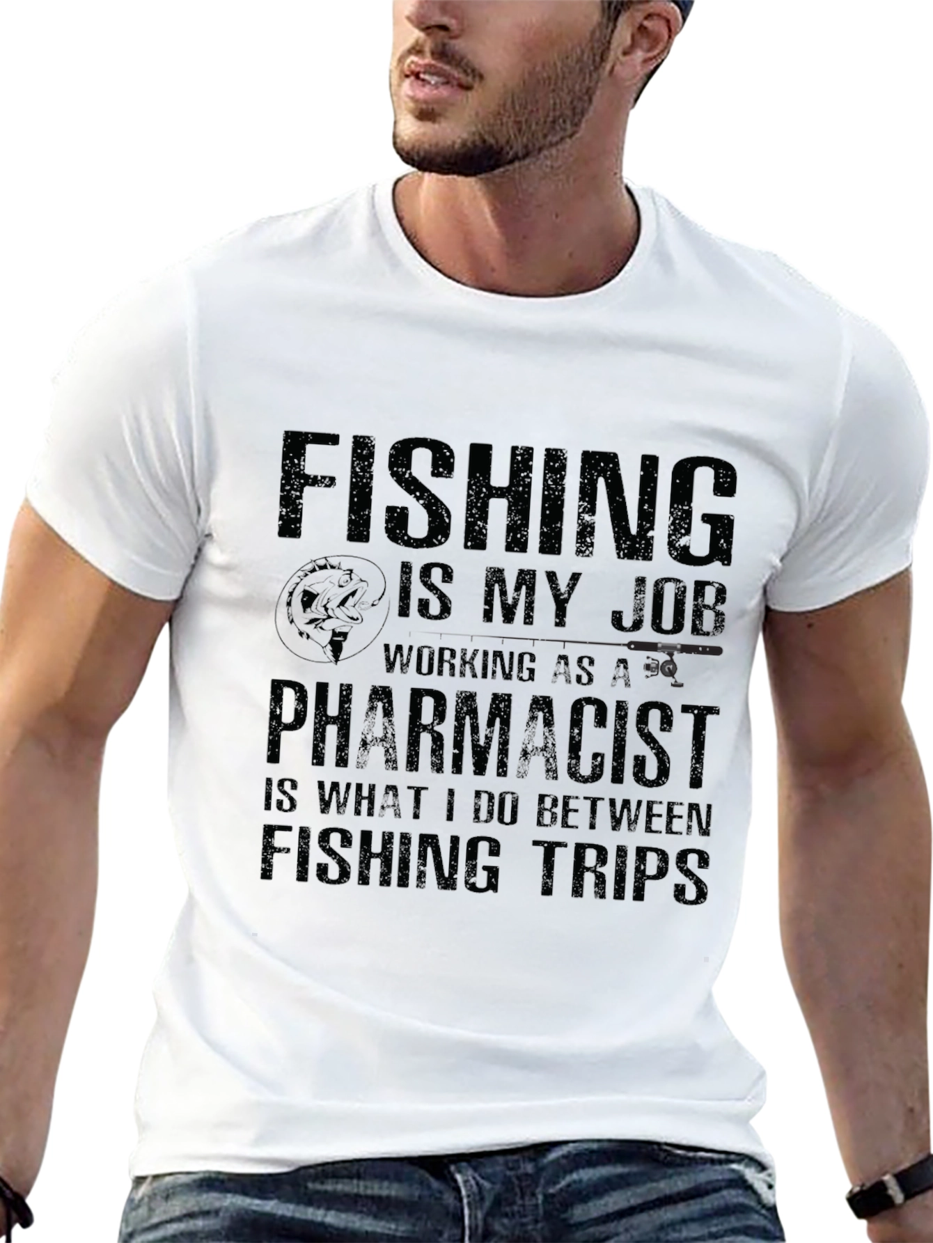 Fishing Pharmacist T-Shirt - Black Cotton Tee