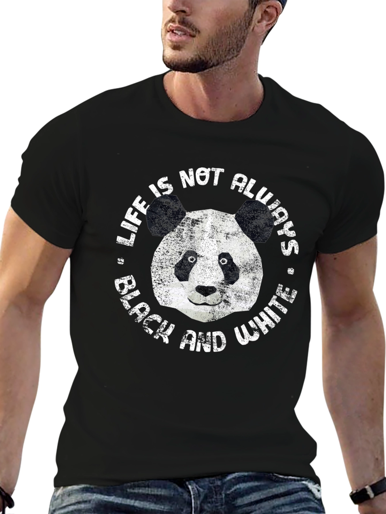 Panda Life T-Shirt - Black and White Design