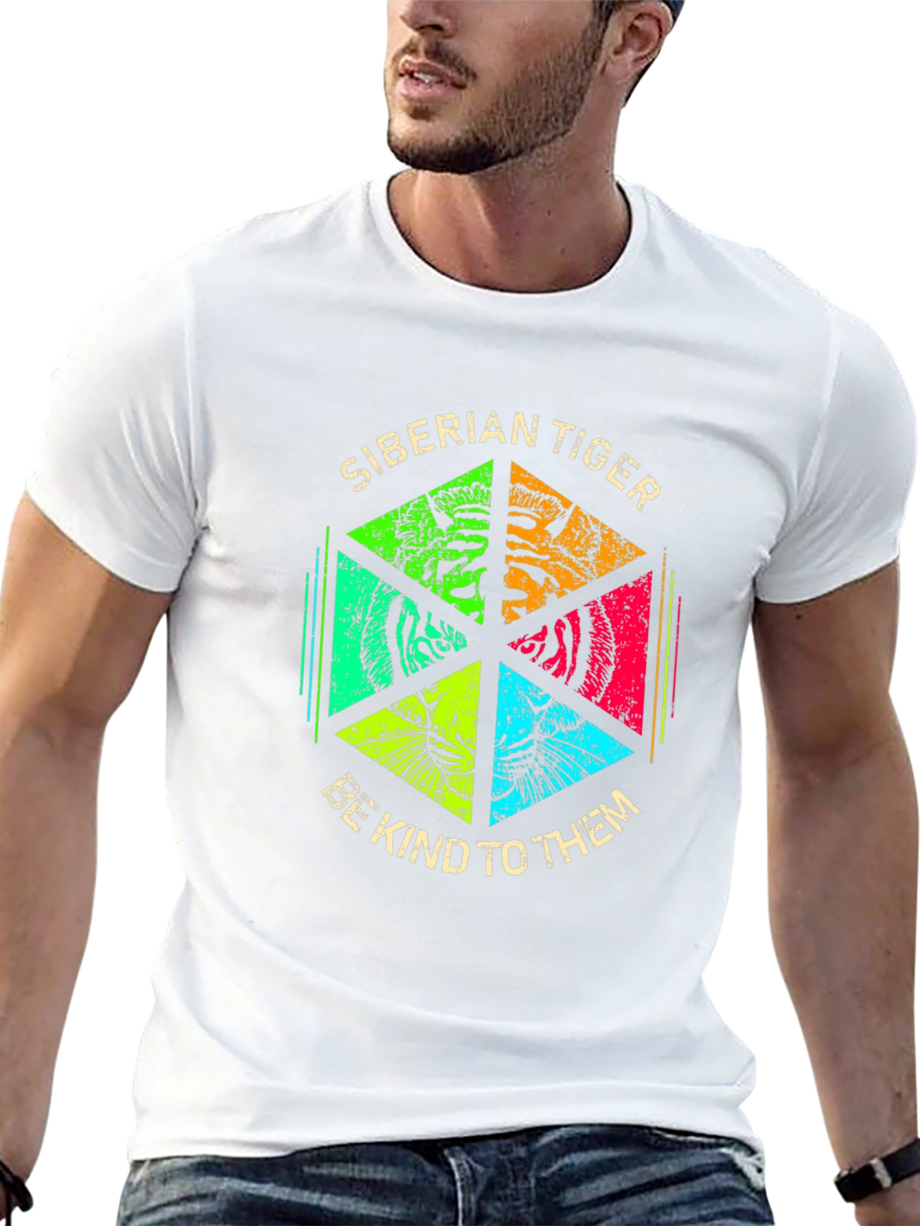 Siberian Tiger Graphic Print Crew Neck T-Shirt