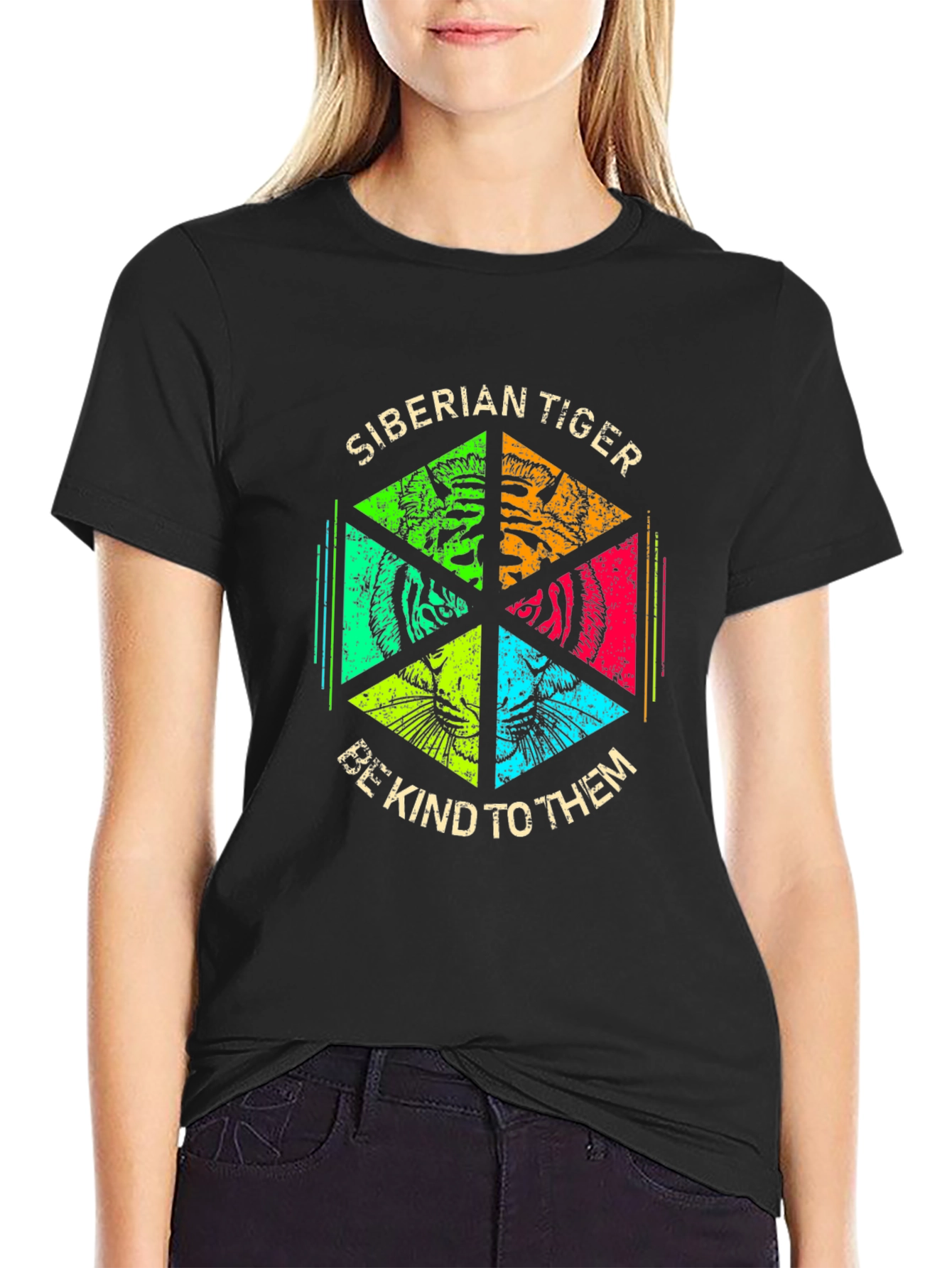 Siberian Tiger Graphic Print Crew Neck T-Shirt