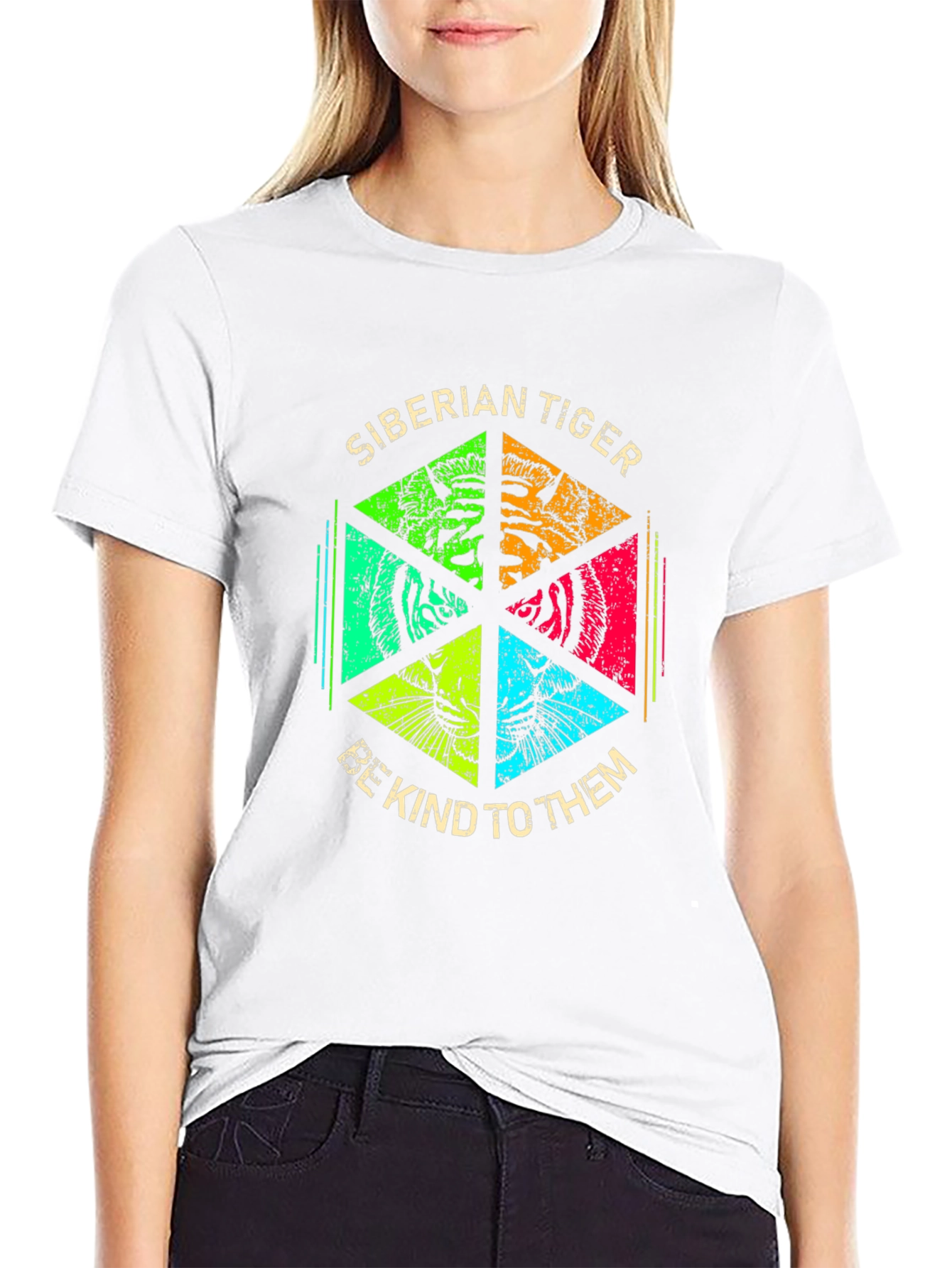 Siberian Tiger Graphic Print Crew Neck T-Shirt