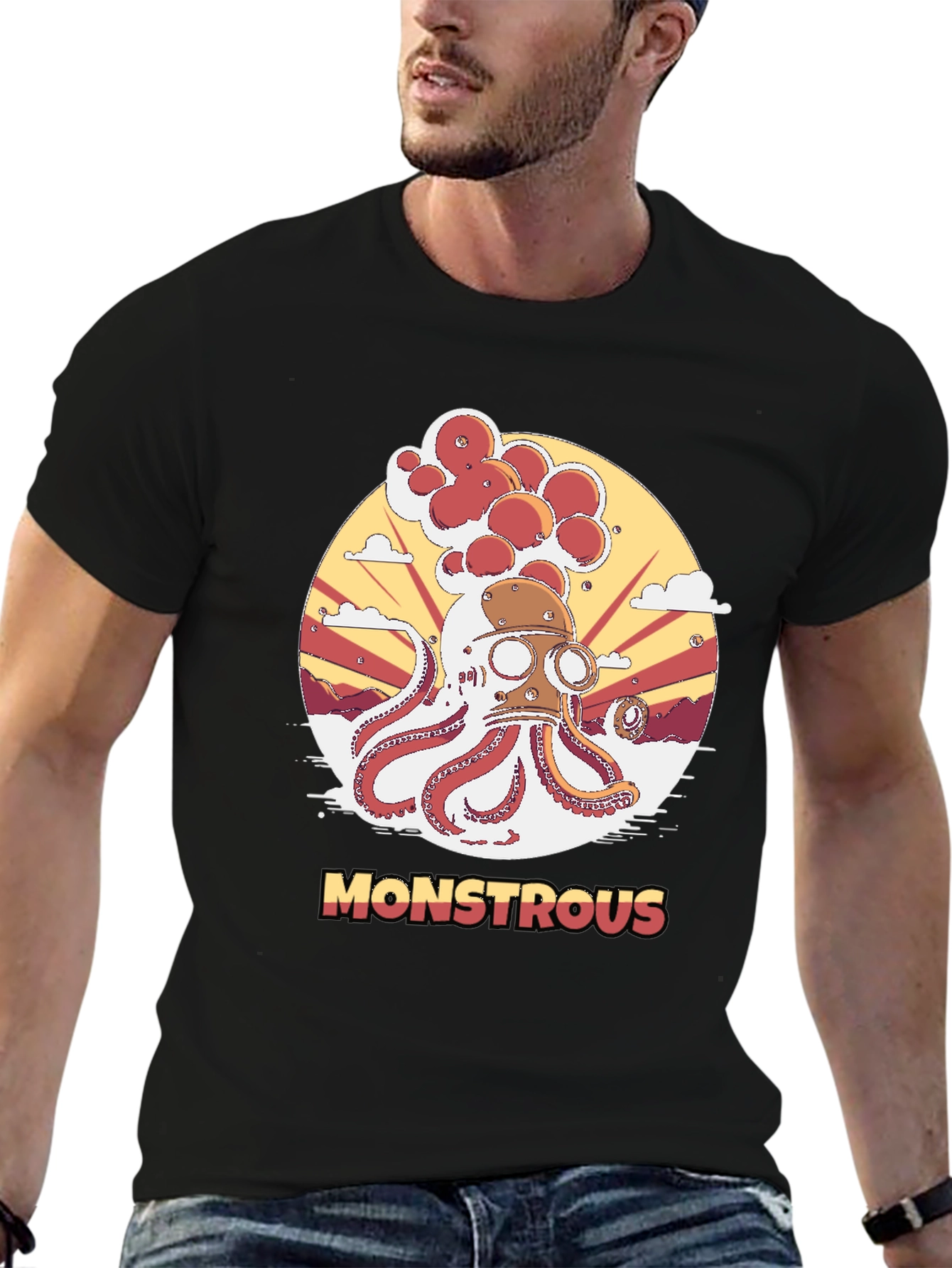 Monstrous Octopus Graphic T-Shirt - Unique Design