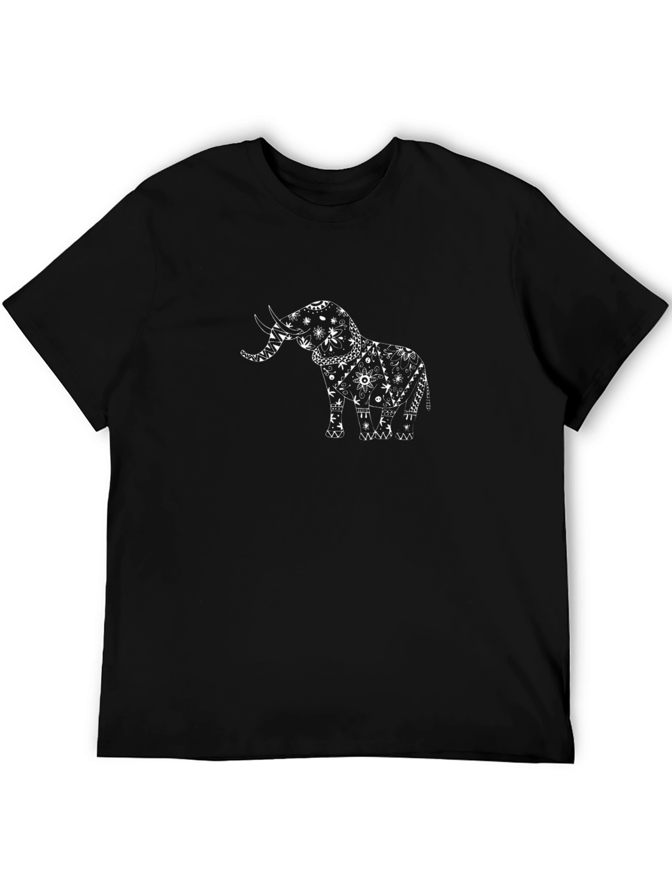 Elephant Graphic Print Black Tee