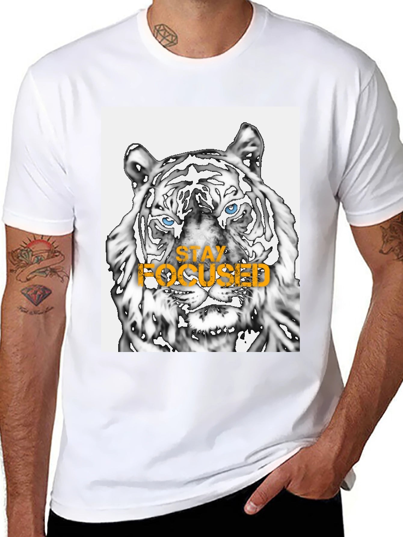 Stay Focused Tiger Graphic Tee - Black