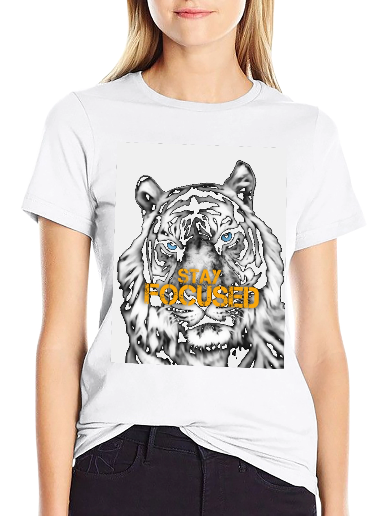 Stay Focused Tiger Graphic Tee - Black